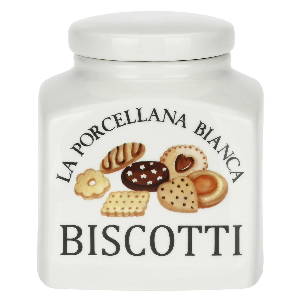 Biscottiera 3,5L in Porcellana con Disegno Biscotti Colorati – La Porcellana Bianca