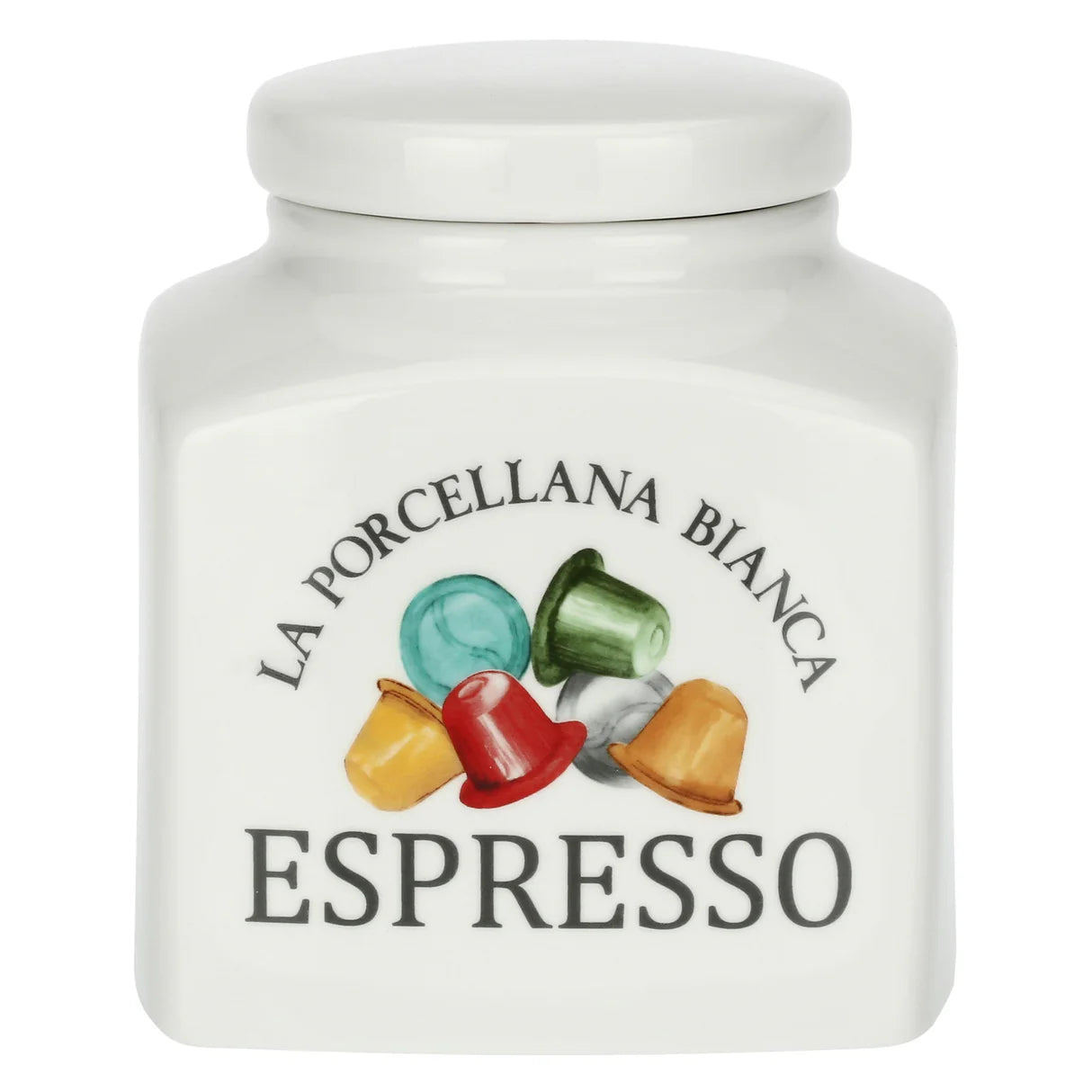 Barattolo Deco Espresso per Capsule – La Porcellana Bianca