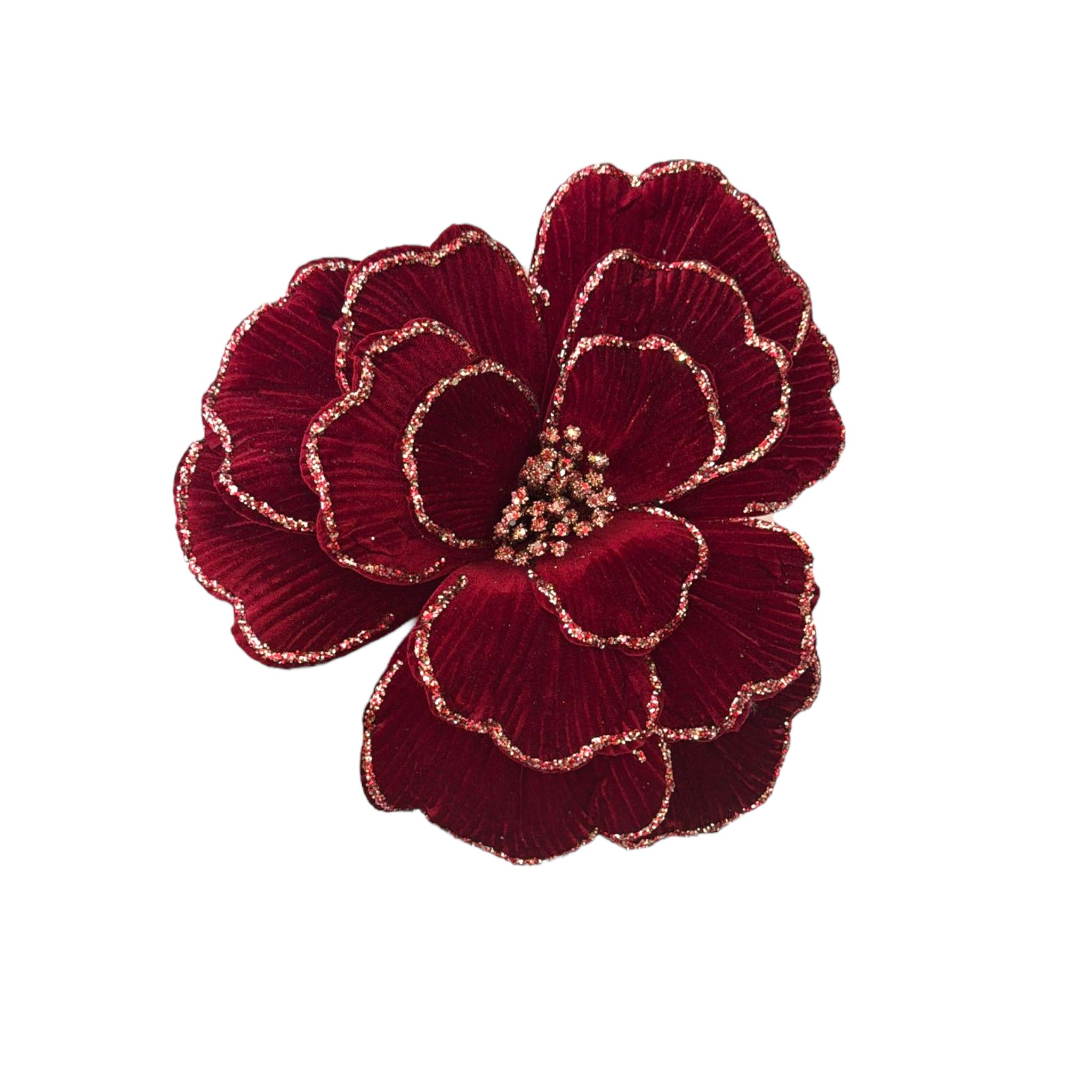 Fiore di Magnolia in Velluto Borgogna con Dettagli Oro Ø 33 cm - Goodwill