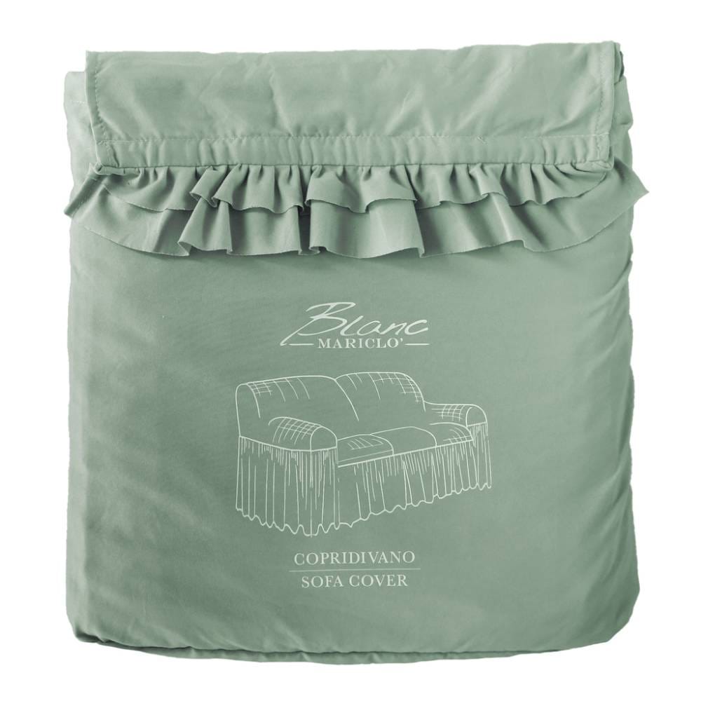Copridivano Verde a Costine con Gala 160x280 cm- Blanc Mariclò