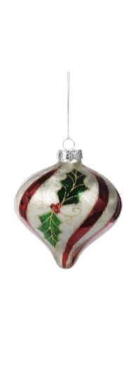 Decorazione per Albero: Sfera con Agrifoglio a Rubino