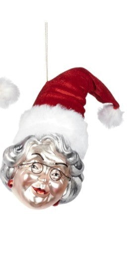 Decorazione Testa di Babbo e Mamma Natale 19.5 cm