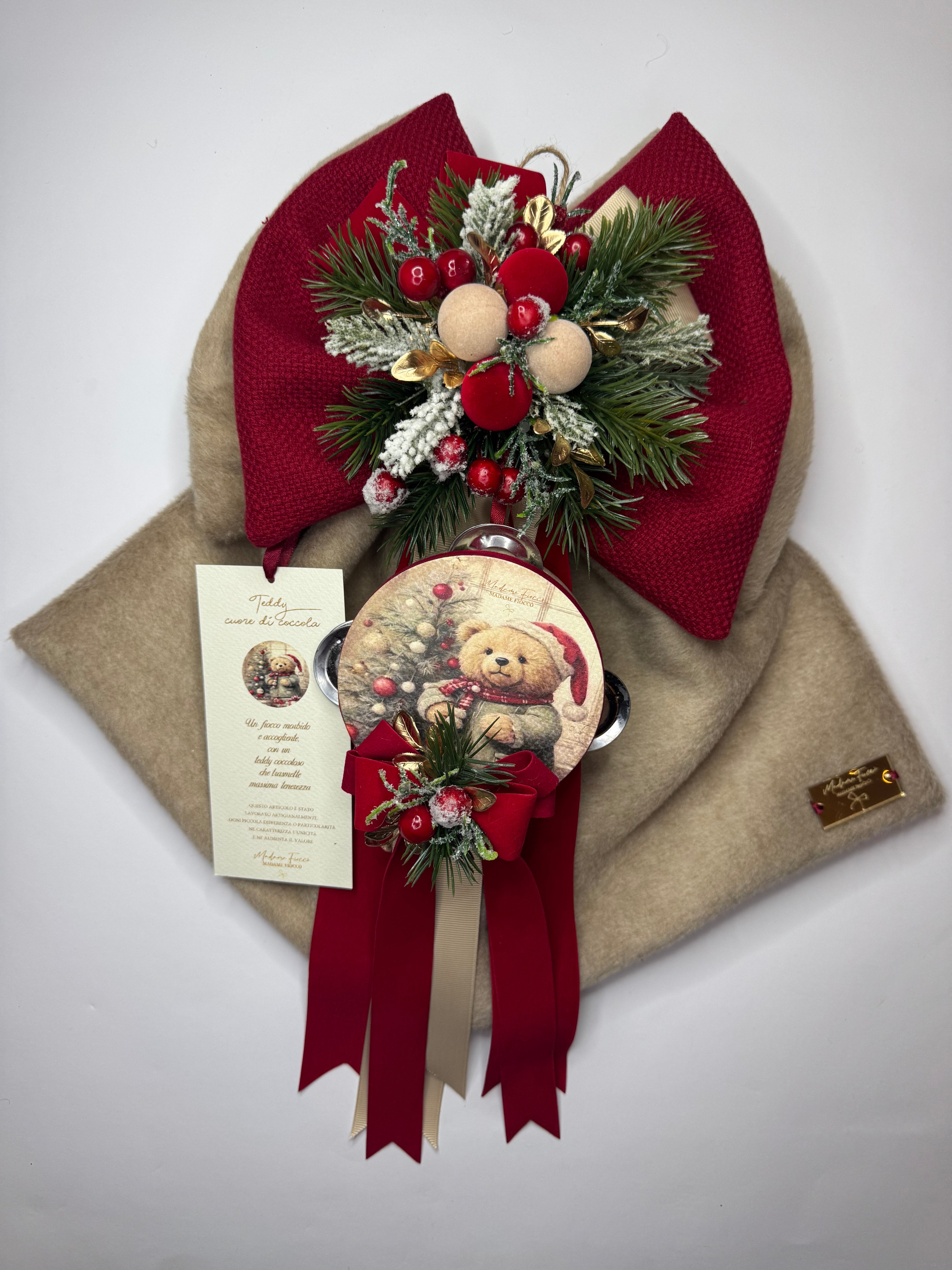 Fiocco Teddy Cuore di Coccola 40 h cm - Madame Fioccò