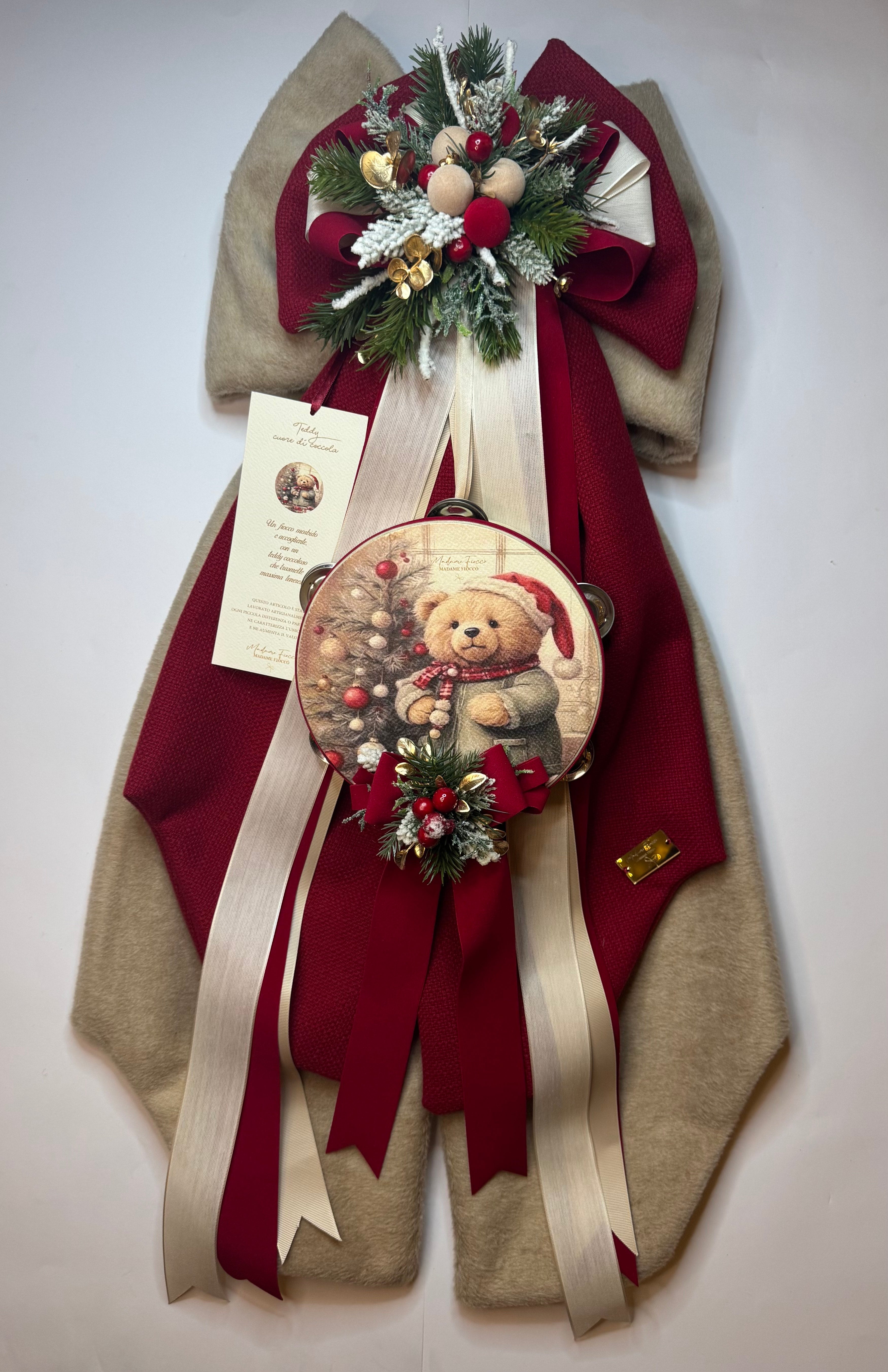 Fiocco Teddy Cuore di Coccola 80 h cm - Madame Fioccò