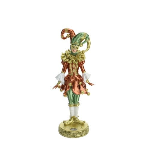 Giullare Veneziano da Collezione in Resina con Scettro e Base in Oro