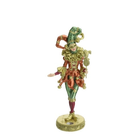 Giullare Veneziano da Collezione in Resina con Scettro e Base in Oro