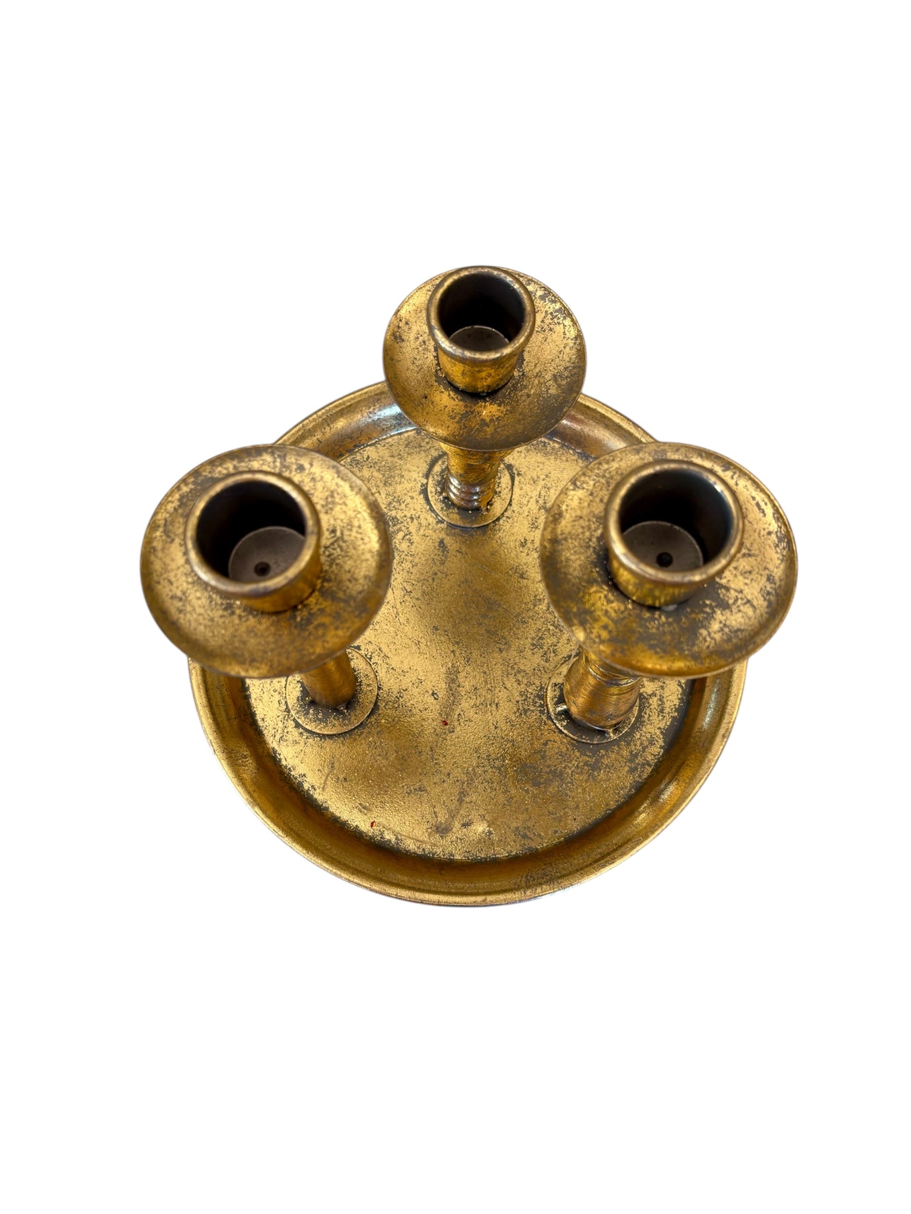 Candelabro in Metallo Oro Brunito a Tre Fuochi h 22 cm