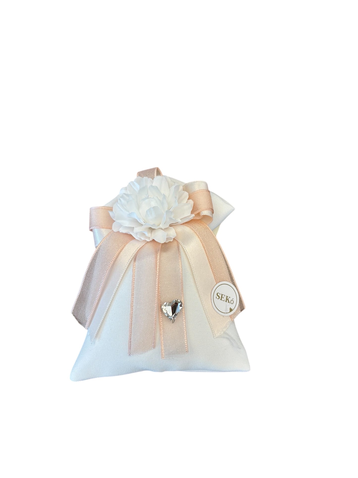 Sacchetto Elegante in Cotone Bianco con Peonia