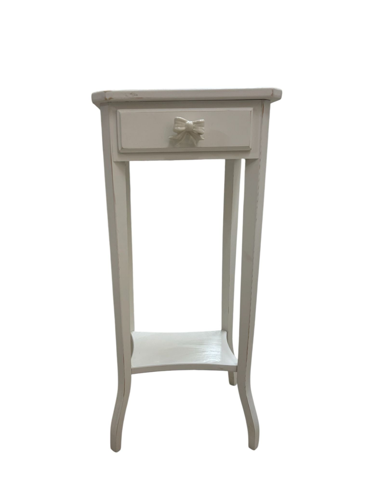 Tavolino con Cassetto e Fiocco in Porcellana – Stile Shabby Chic