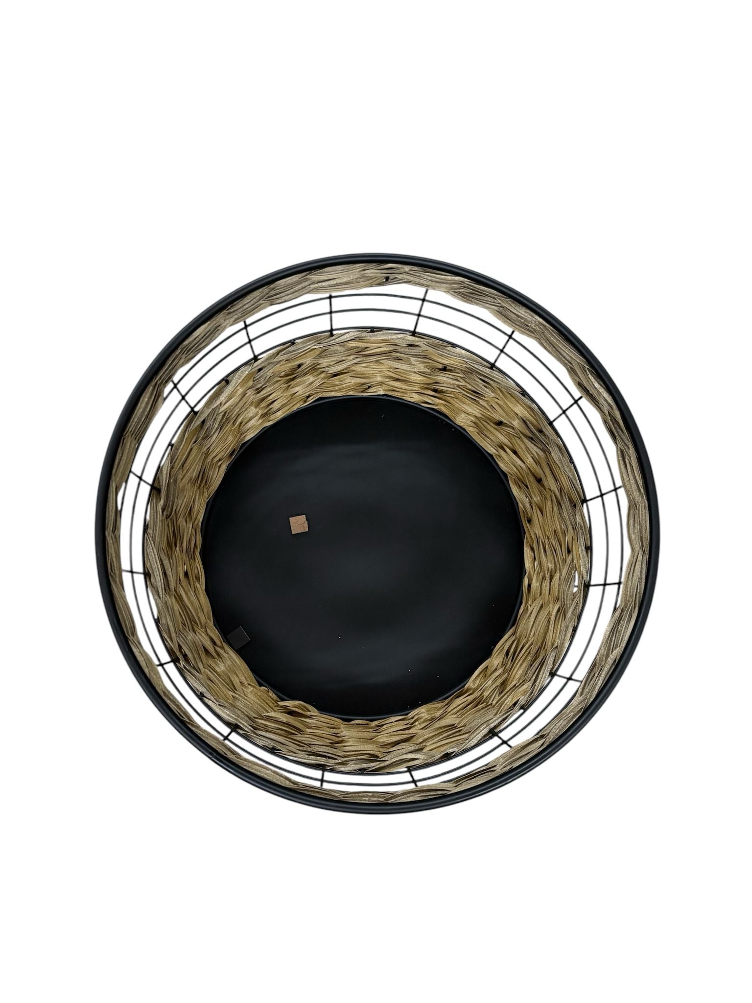 Tavolino Basso in Legno e Ferro con Inserti in Vimini – Clayre & Eef