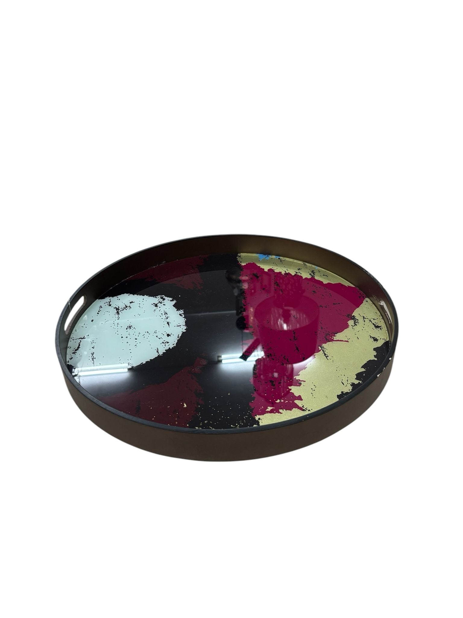 Grande Vassoio in Legno con Base in Plex e Design Astratto - In Art