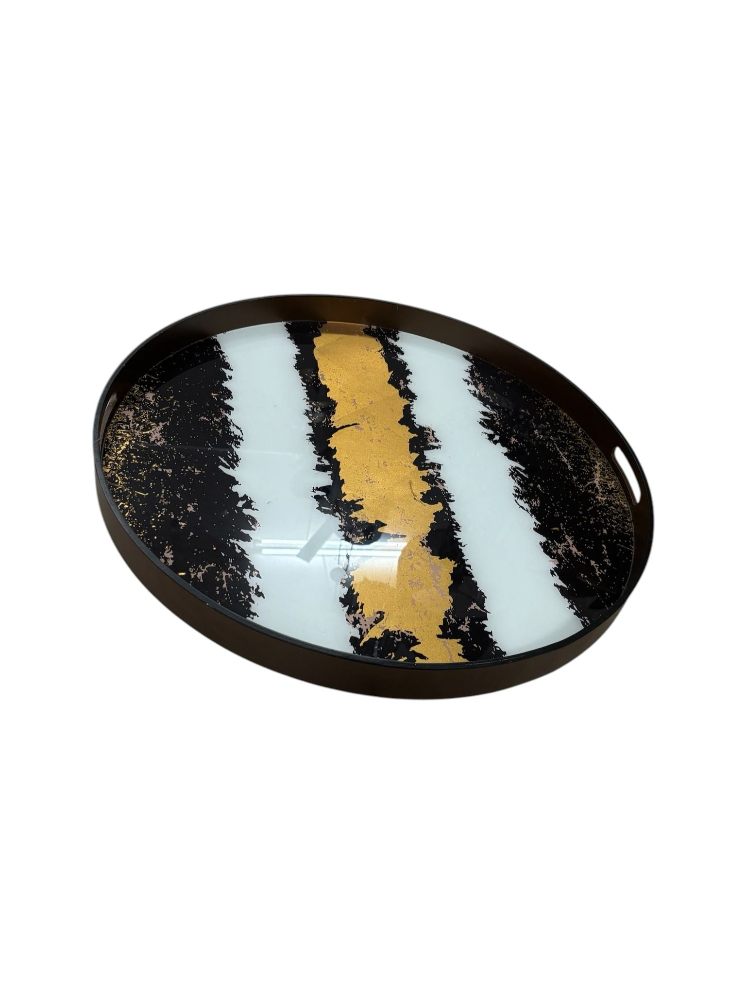 Grande Vassoio in Legno con Base in Plex e Design Astratto - In Art