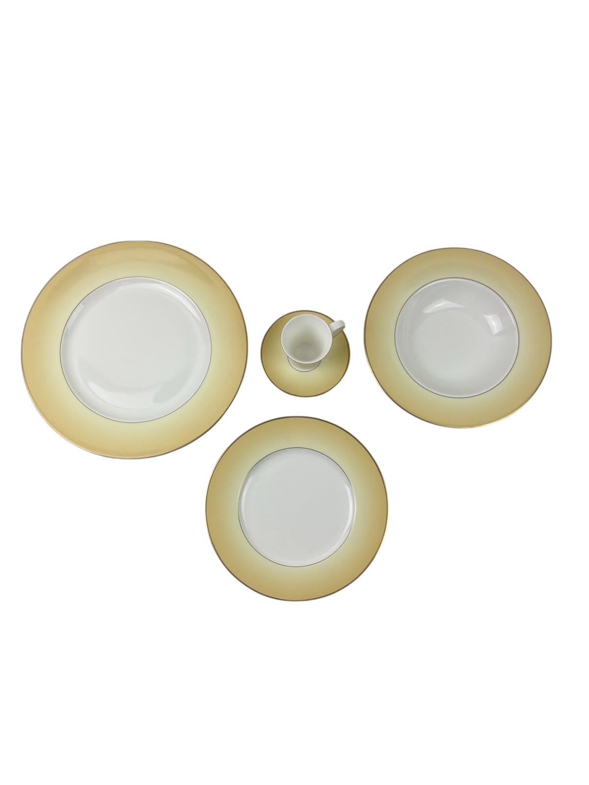 Servizio di Piatti Porcellana Bone China 12 posti "Domitilla" Giallo - Le Perle