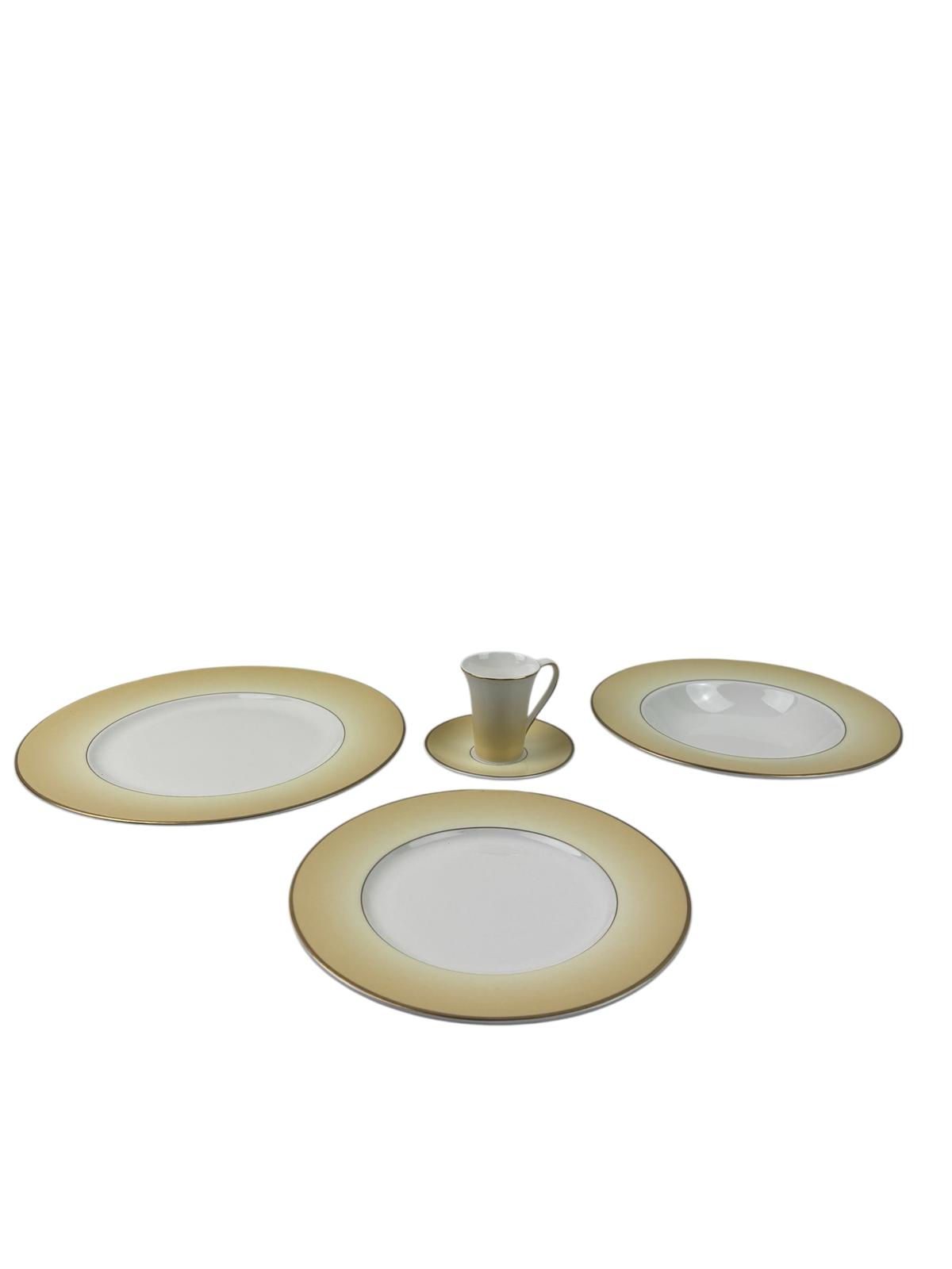Servizio di Piatti Porcellana Bone China 12 posti "Domitilla" Giallo - Le Perle