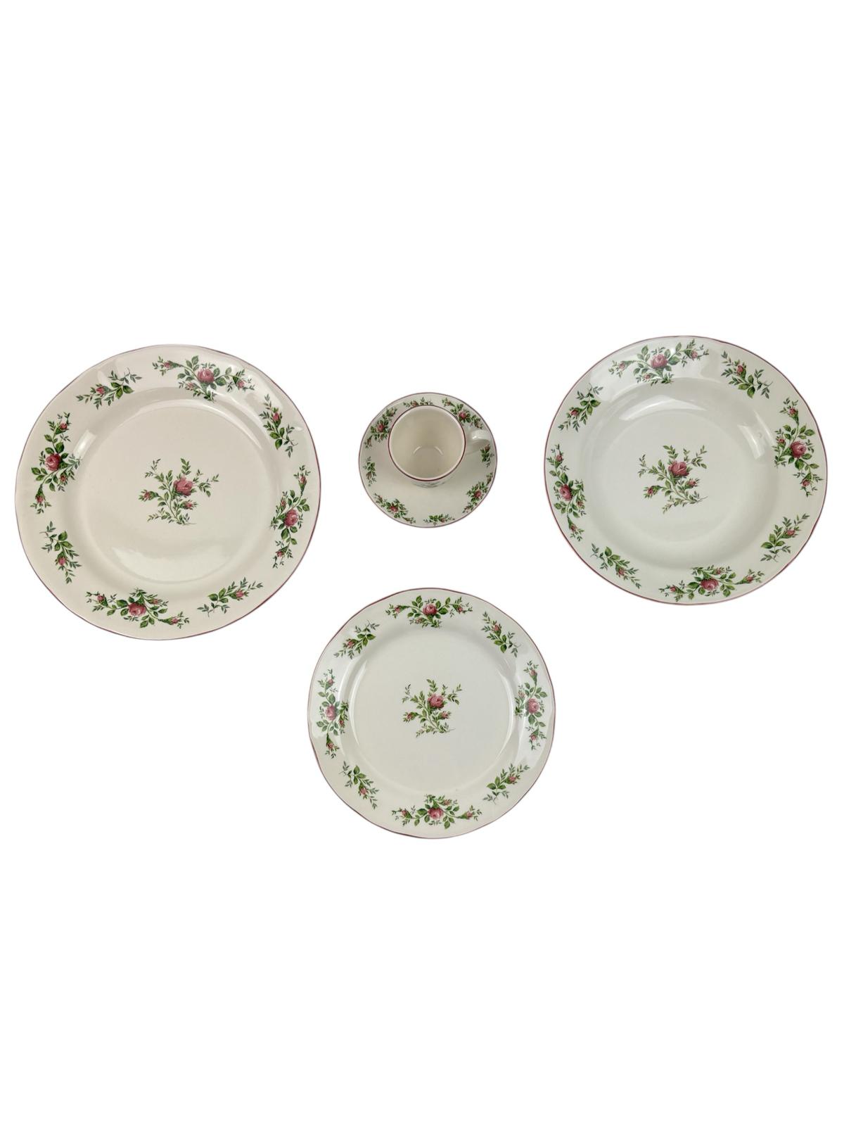Servizio di Piatti 12 Posti in Ceramica con Rose – Blanc MariClo’