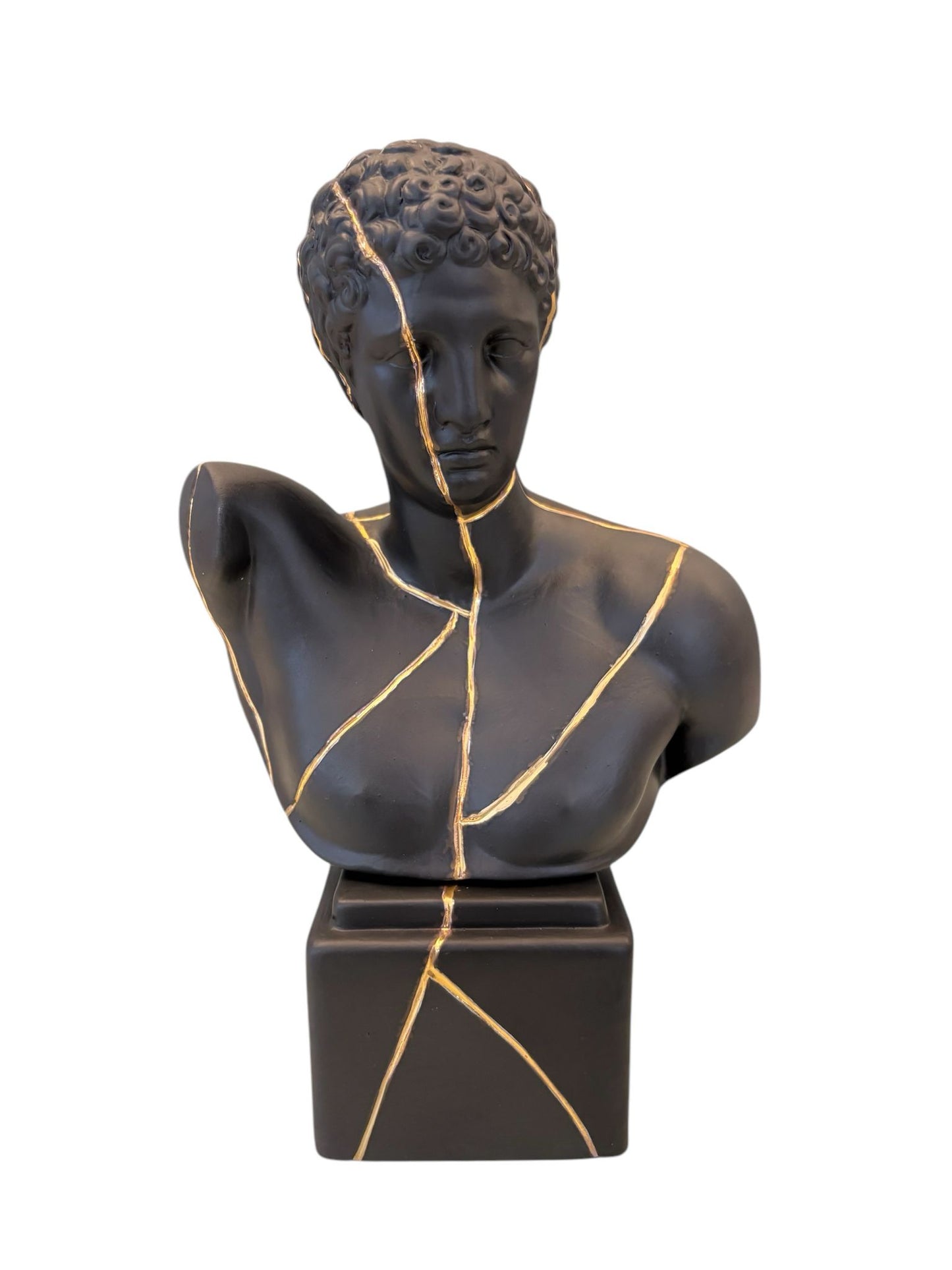 Busto di Divinità Greca Maschile in Porcellana con Dettagli Oro 28 cm – Sbordone