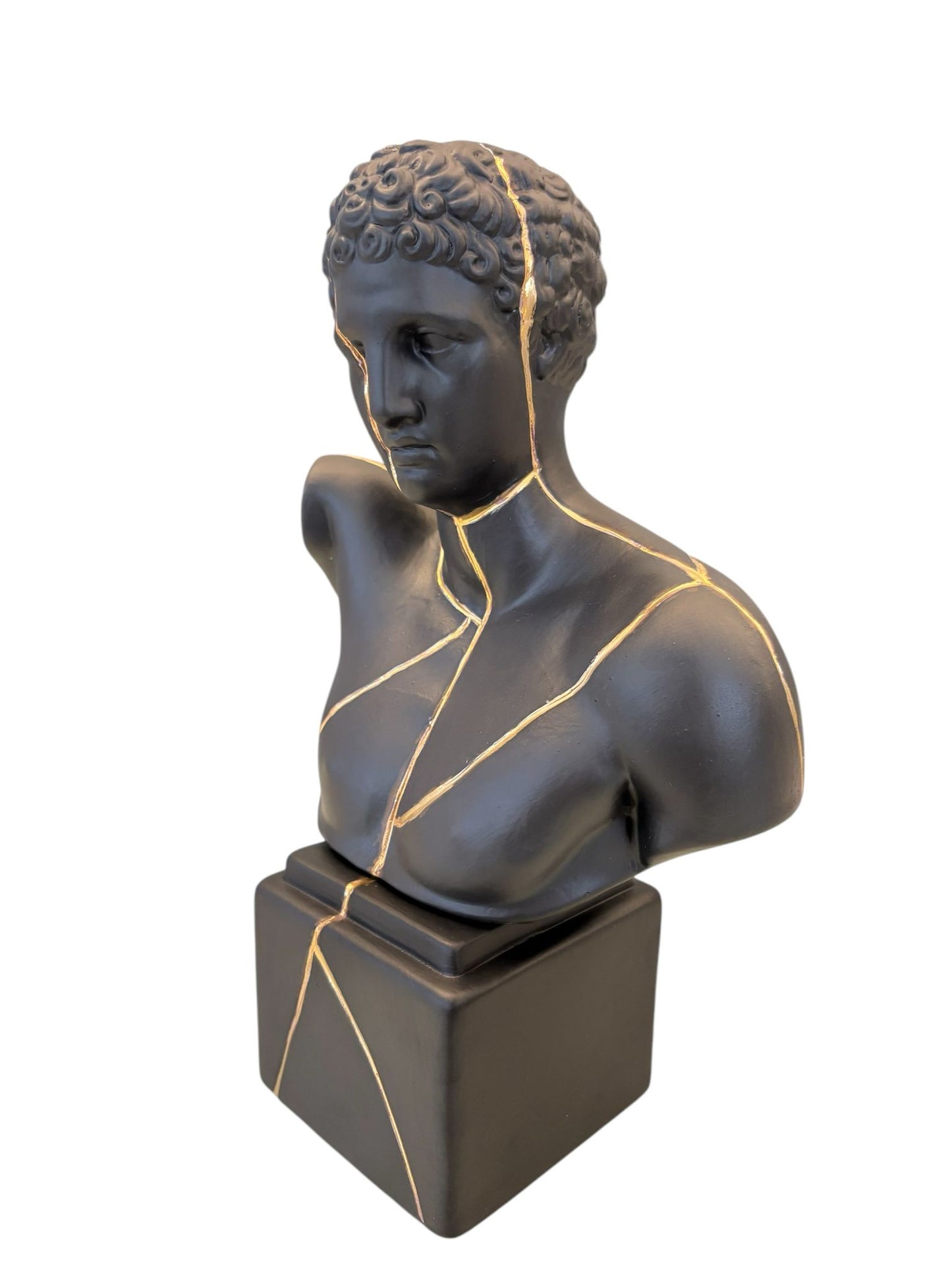 Busto di Divinità Greca Maschile in Porcellana con Dettagli Oro 28 cm – Sbordone
