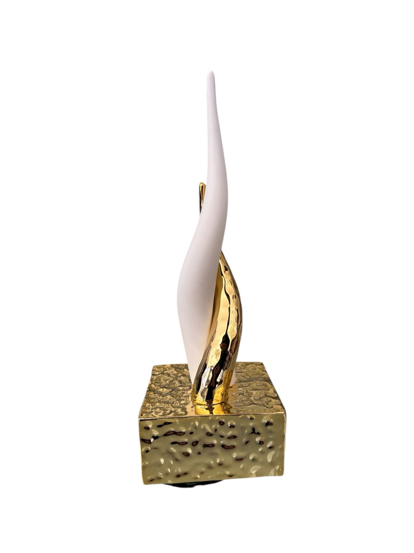 Scultura Corni Incrociati in Resina Bianco e Oro 20 cm – Bongelli Preziosi