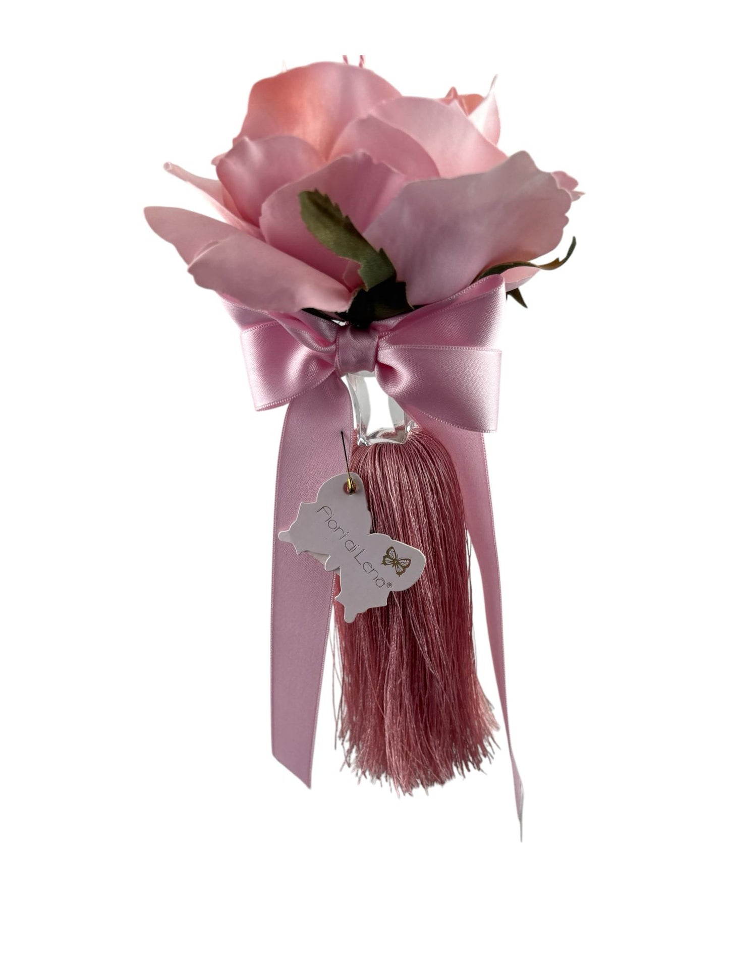 Nappa con Rosa Rosa e Fiocco in Raso 24 cm – Fiori di Lena