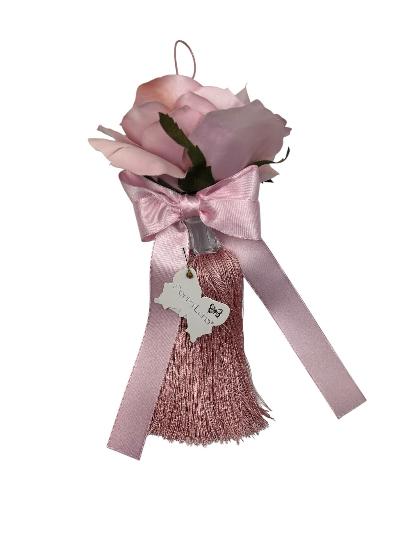 Nappa con Rosa Rosa e Fiocco in Raso 24 cm – Fiori di Lena