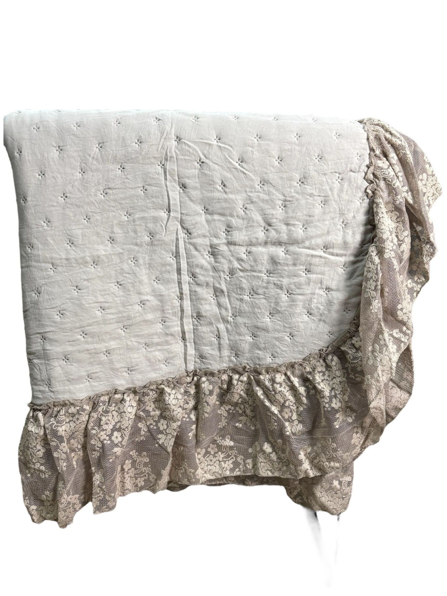 Trapuntino Matrimoniale con Volant in Pizzo 260x260 cm - Blanc MariClo’