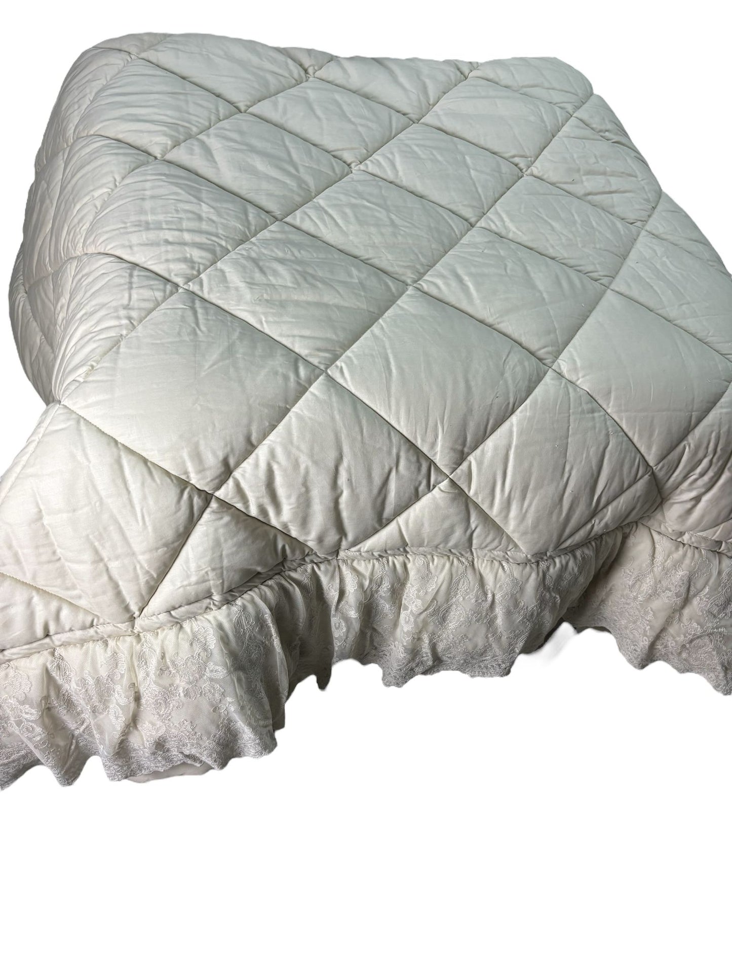 Trapunta Matrimoniale in Cotone con Pizzo 270x270 cm - Officina Tessile