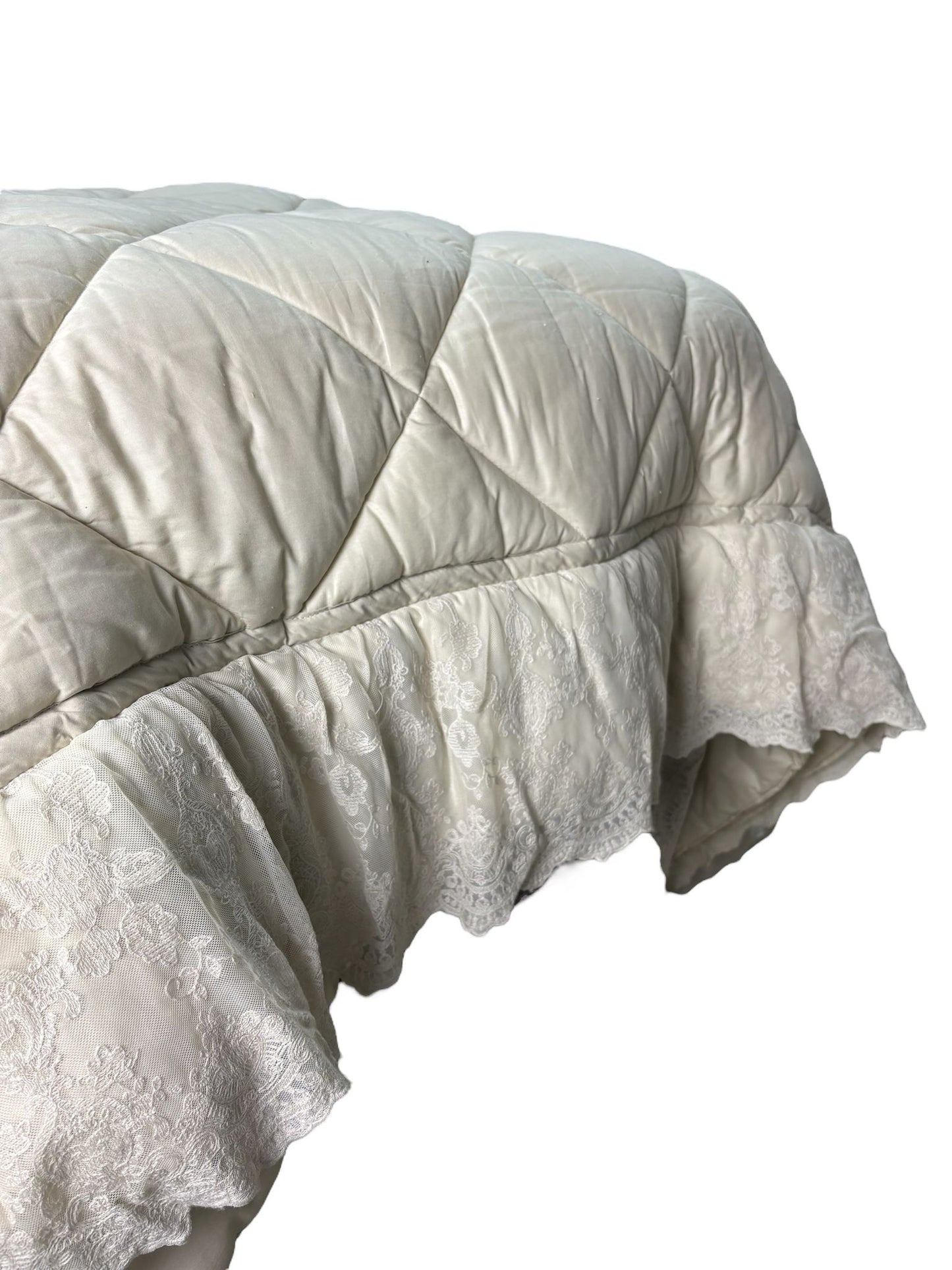 Trapunta Matrimoniale in Cotone con Pizzo 270x270 cm - Officina Tessile