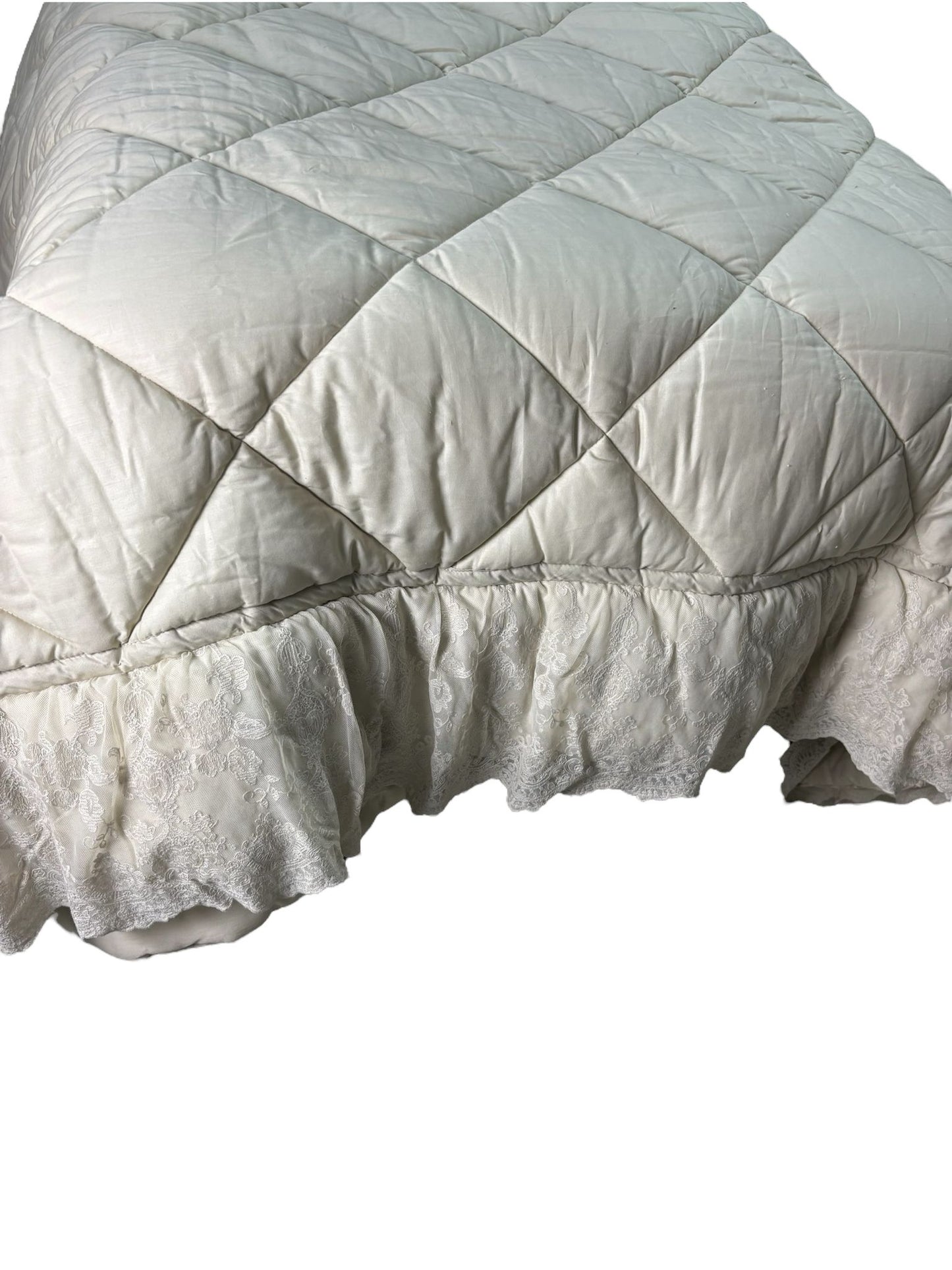 Trapunta Matrimoniale in Cotone con Pizzo 270x270 cm - Officina Tessile