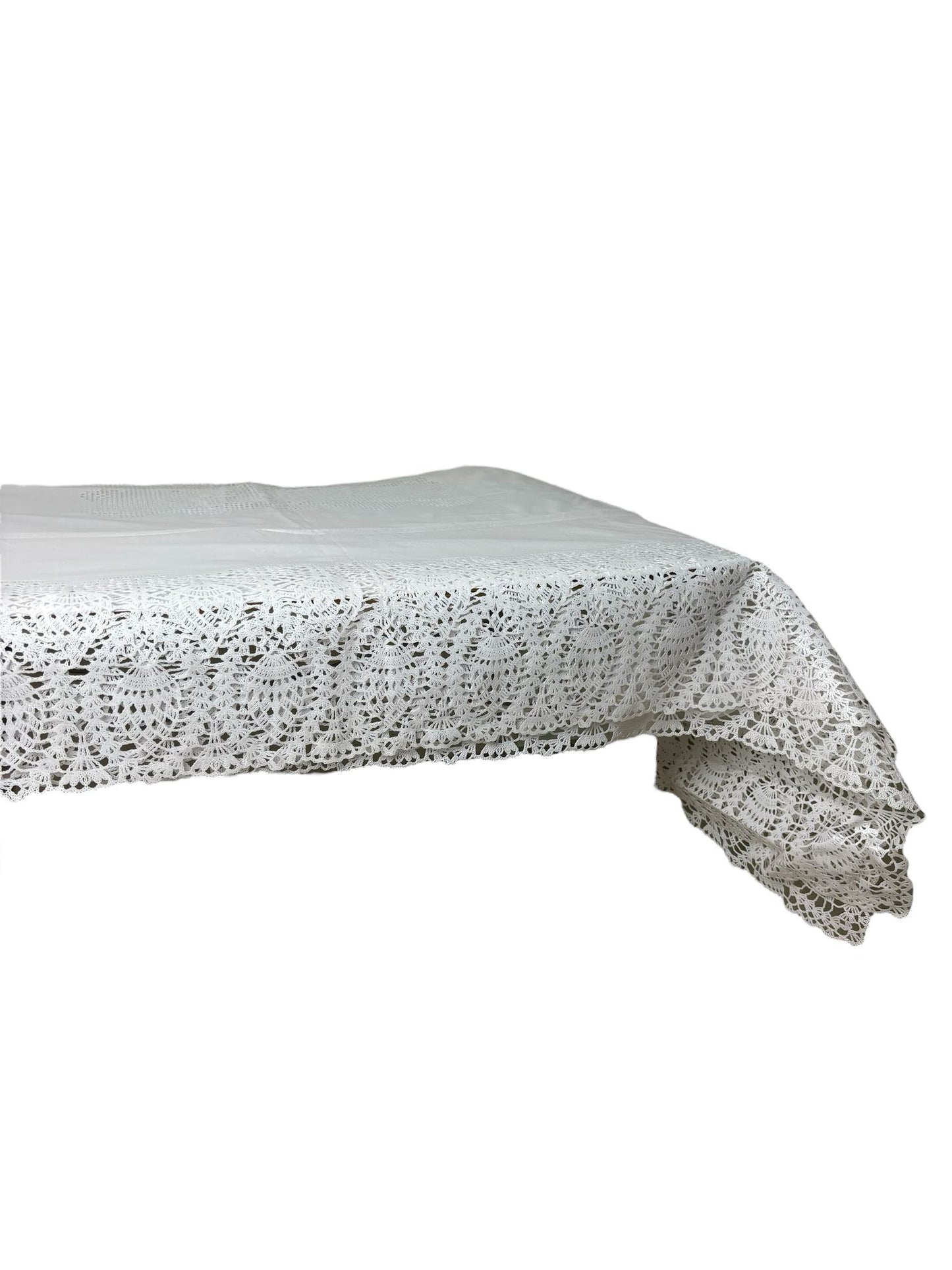 Tovaglia in Plastica con Ricami e Smerli 140x140 cm - Blanc MariClo'
