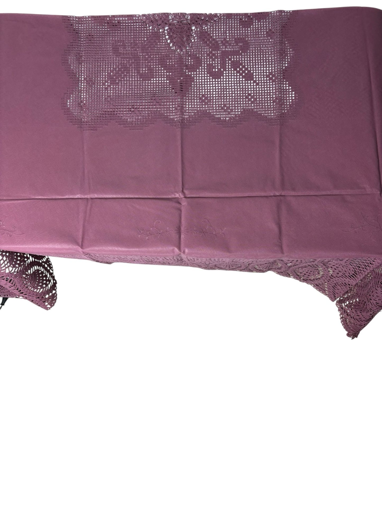 Tovaglia in Plastica con Ricami e Smerli 140x140 cm - Blanc MariClo'