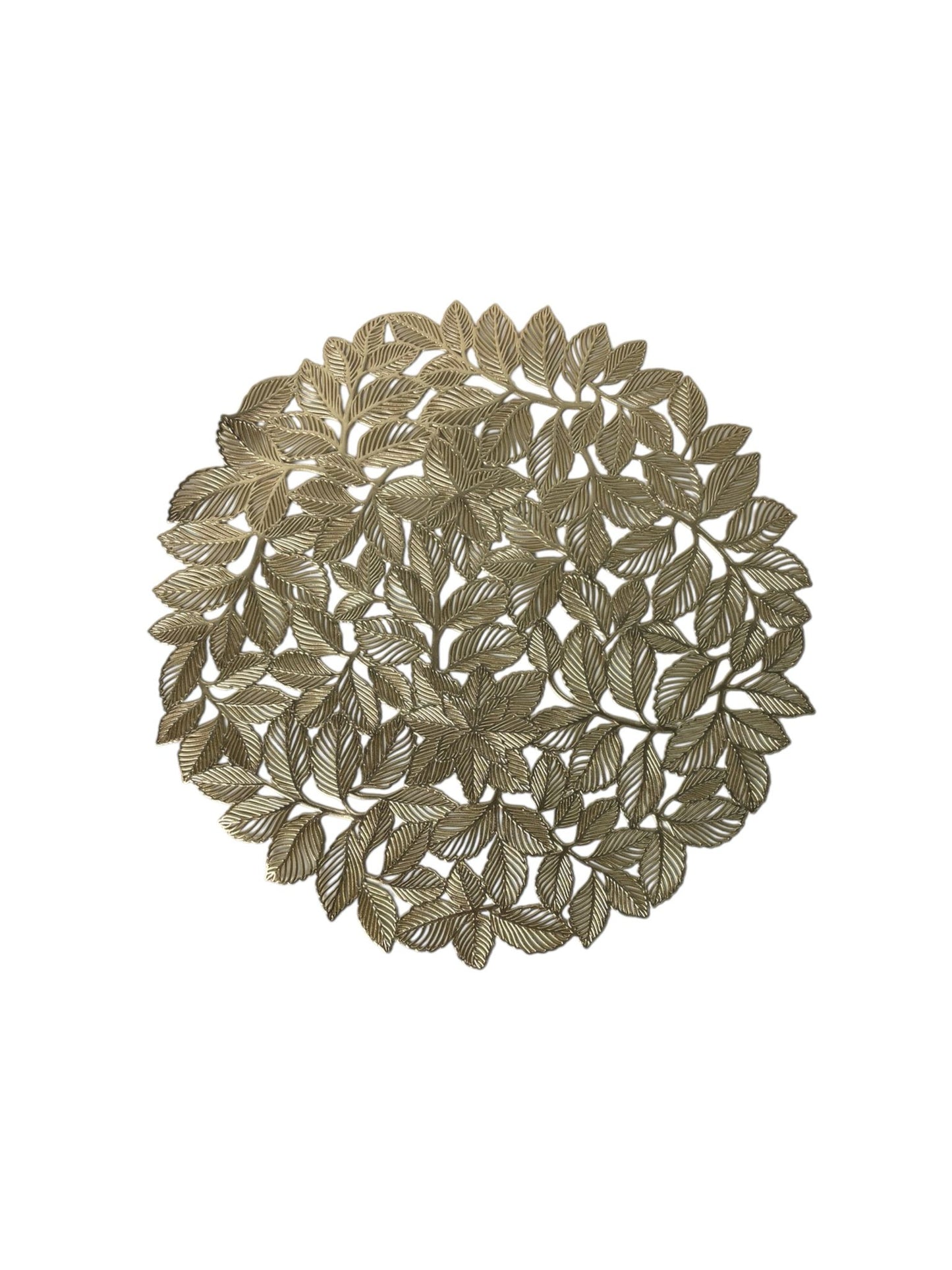 Set 12 Tovagliette Tonde in Plastica con Foglie Oro 38 cm – Fade