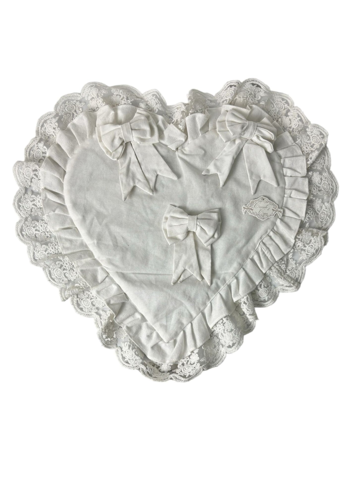Copriforno a Cuore in Cotone con Volant in Pizzo 55x40 cm- Coccole di Casa