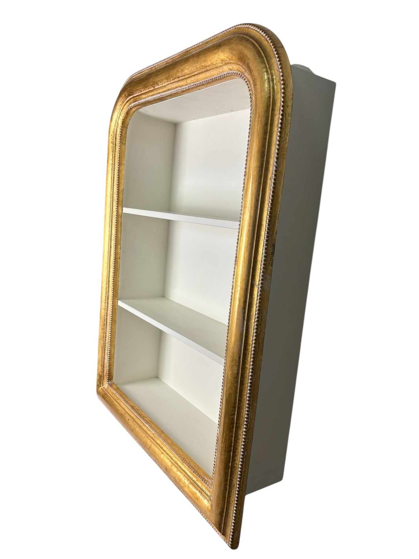 Libreria da Parete in Legno Bianco con Cornice Oro – L’Arte dei Nacchi