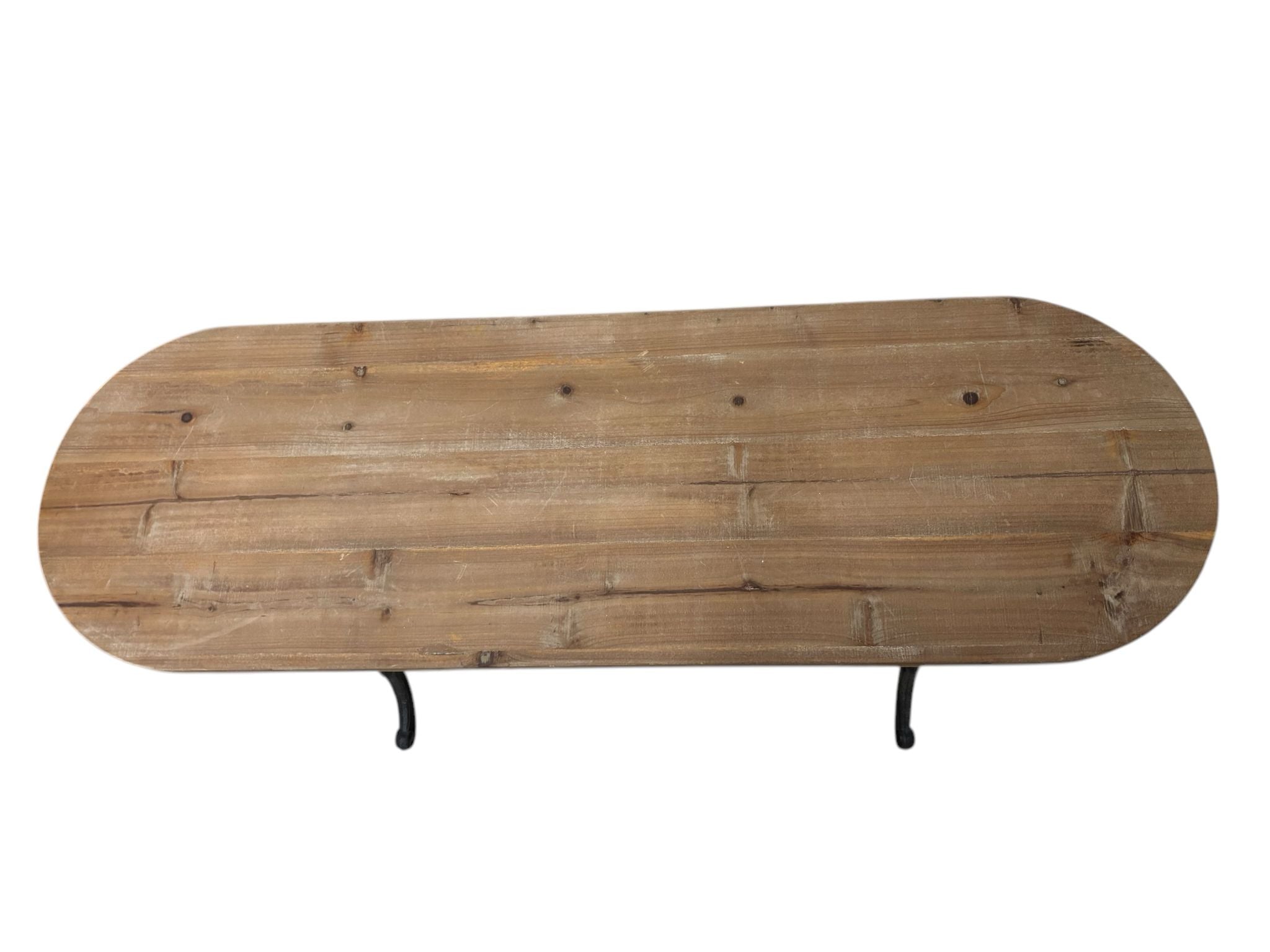 Tavolo Consolle con Gambe in Ferro Battuto e Piano in Legno - In Art