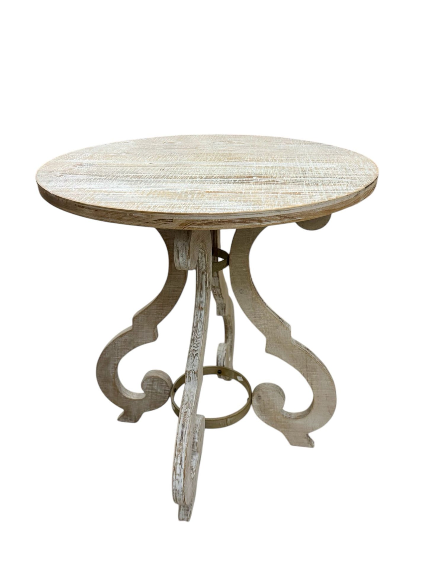 Tavolino Provenzale con Base Rotonda Effetto Legno 69 h cm - Stile Shabby