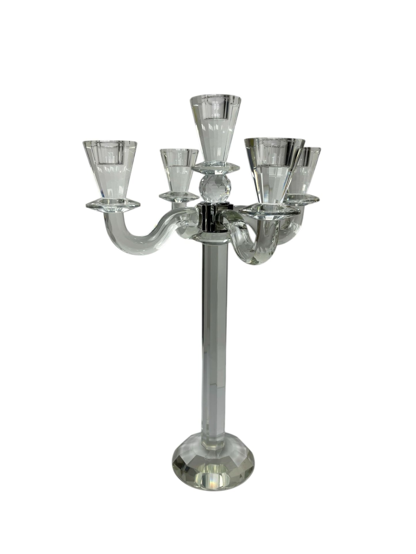 Candelabro in Cristallo a 5 Braccia con Dettaglio in Metallo 49 cm - Emò