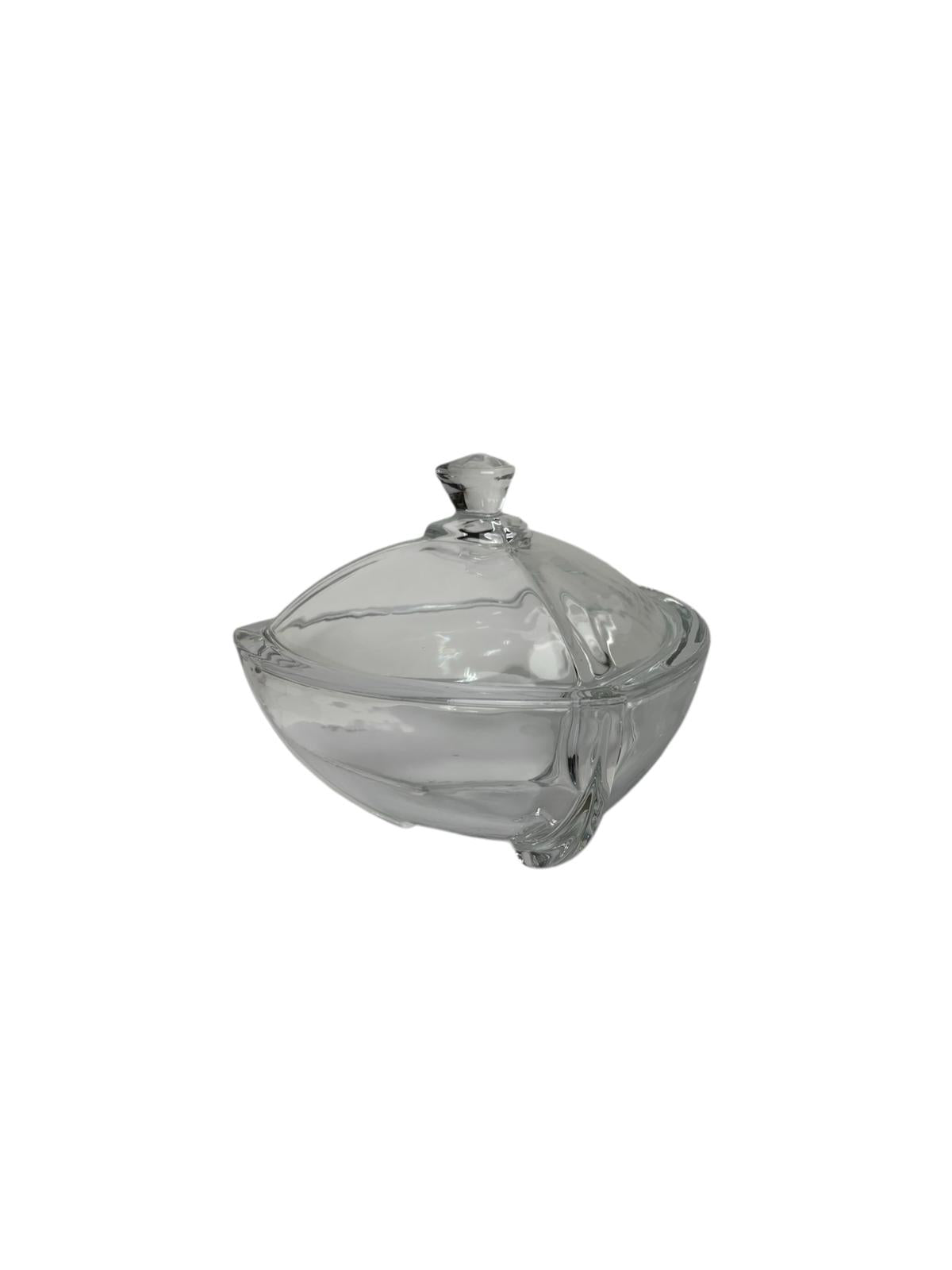 Porta Bon Bon Triangolare in Vetro con Coperchio 19x14 cm - Emò