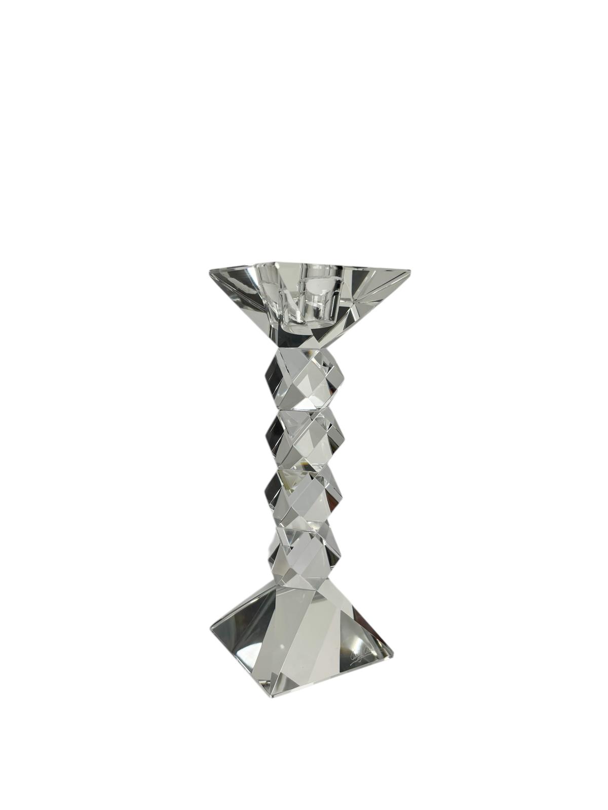 Porta Candela in Cristallo Trasparente dallo Stile Elegante 19 h cm - Oley Cassini