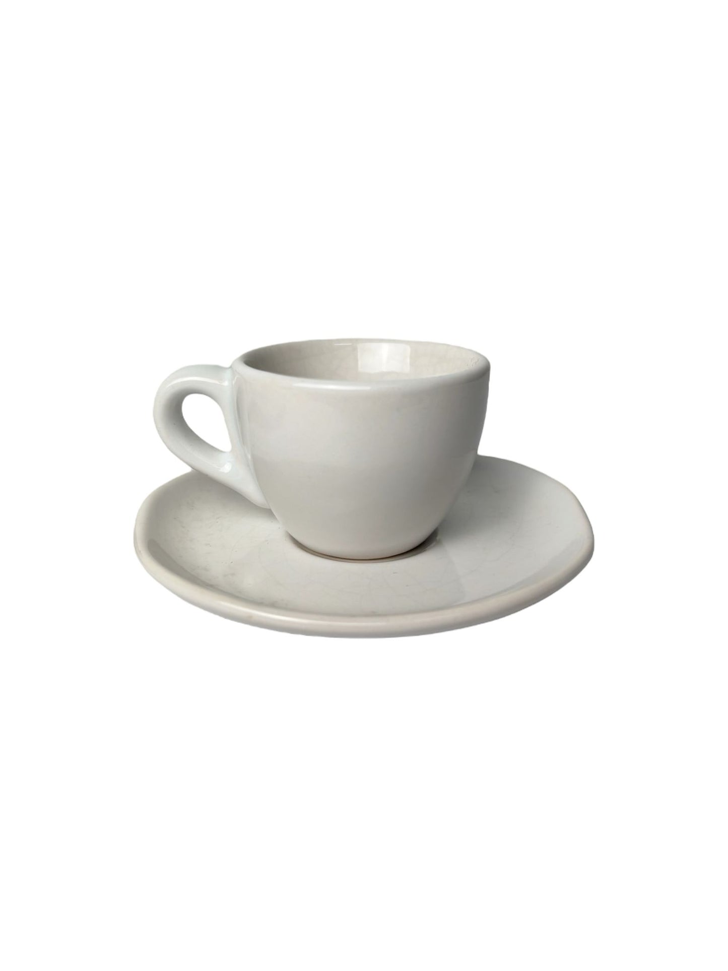 Set di 5 Tazzine da Caffè con Piattino in Ceramica Color Panna