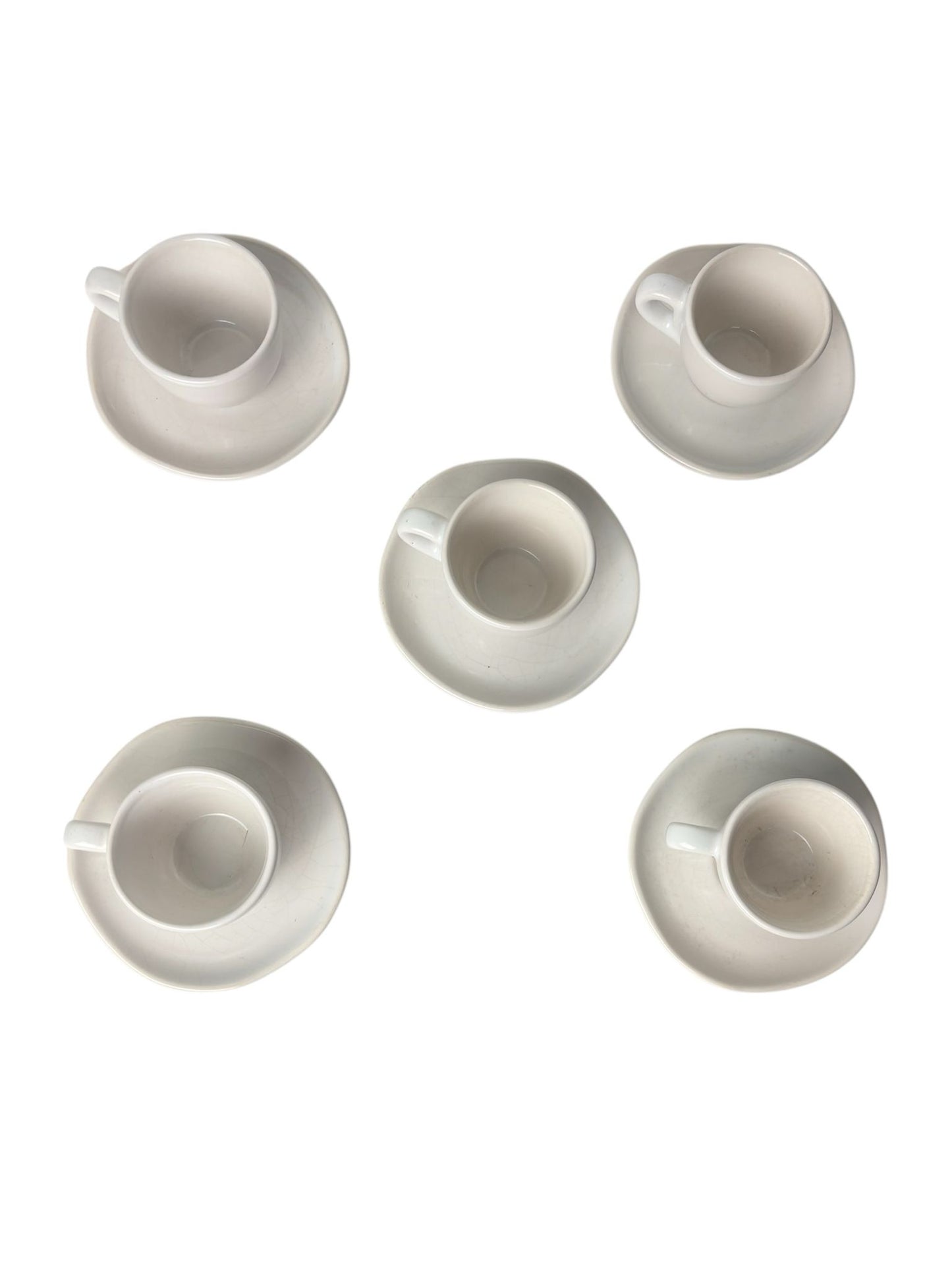 Set di 5 Tazzine da Caffè con Piattino in Ceramica Color Panna