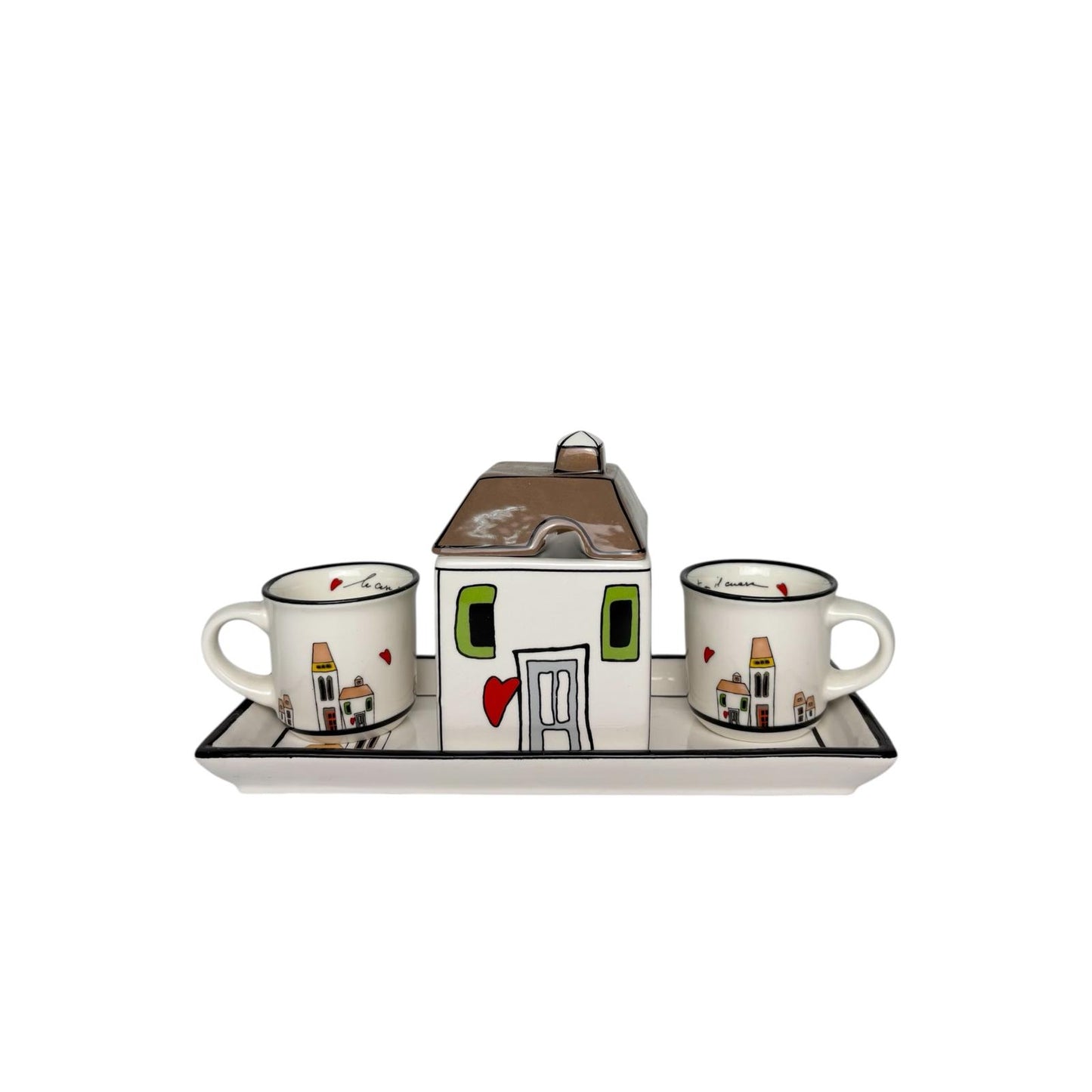 Set Caffè per Due con Zuccheriera e Vassoietto in Porcellana – Egan