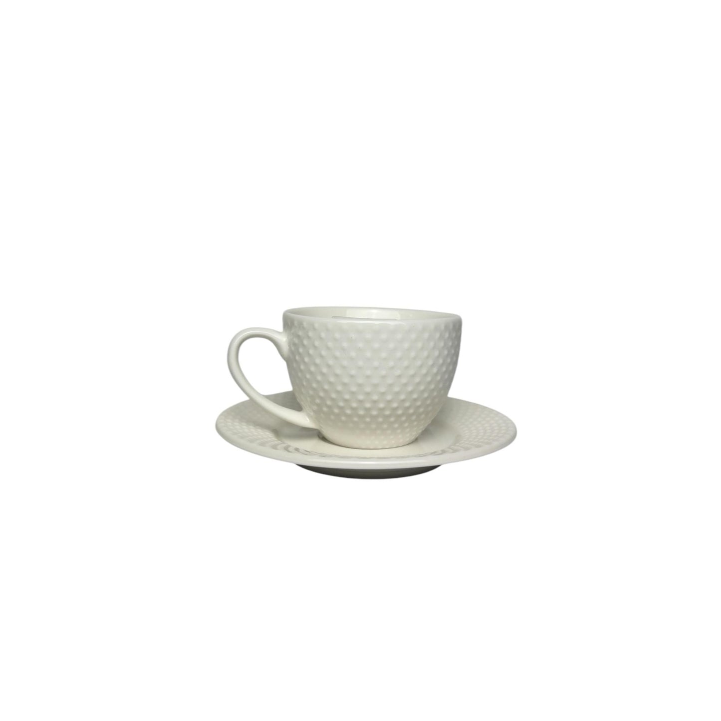 Set di 6 Tazzine da Caffè in Porcellana Bianca con Pois in Rilievo – Porcellana Bianca