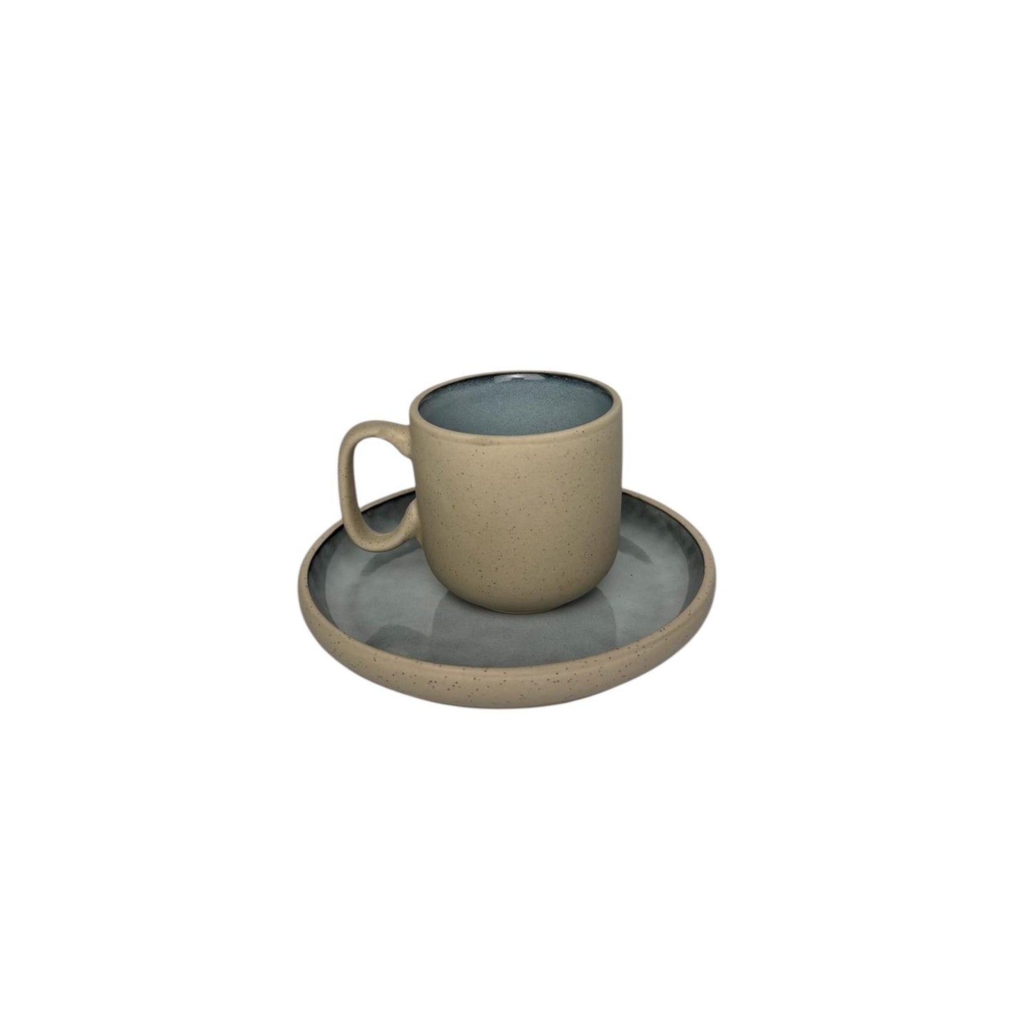 Set di 6 Tazzine da Caffè con Piattino "Arpeggio Ceruleo" in Ceramica Bisquit - Rose e Tulipani