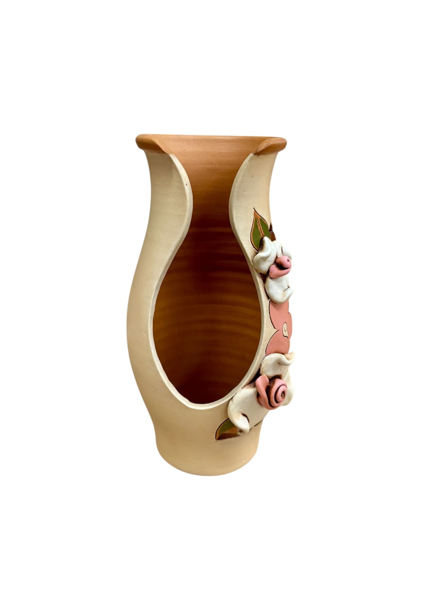 Porta Bicchieri in Terracotta Dipinto a Mano 23 h cm– Vitullo