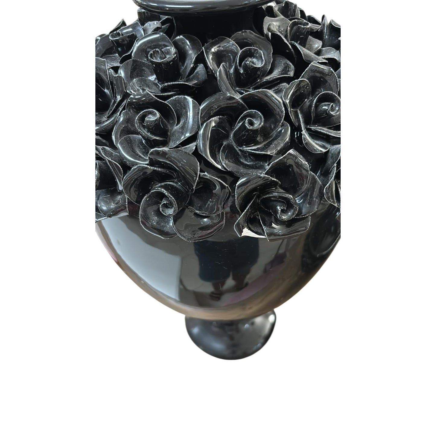 Vaso in Ceramica Nera con Fiori 3D 43 h cm – Sinum Home