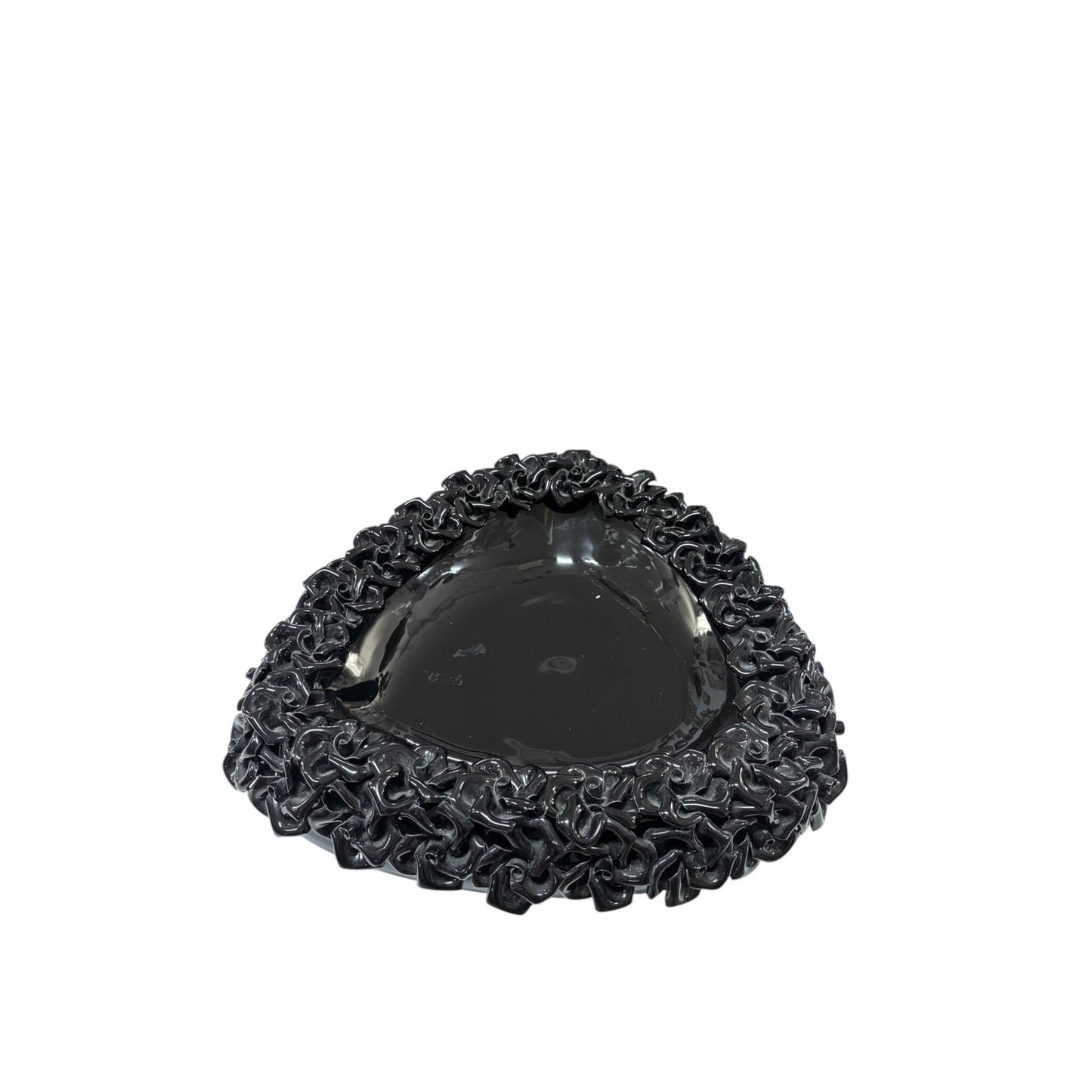 Centrotavola Triangolare in Ceramica Nera con Fiori 3D – Sinum Home