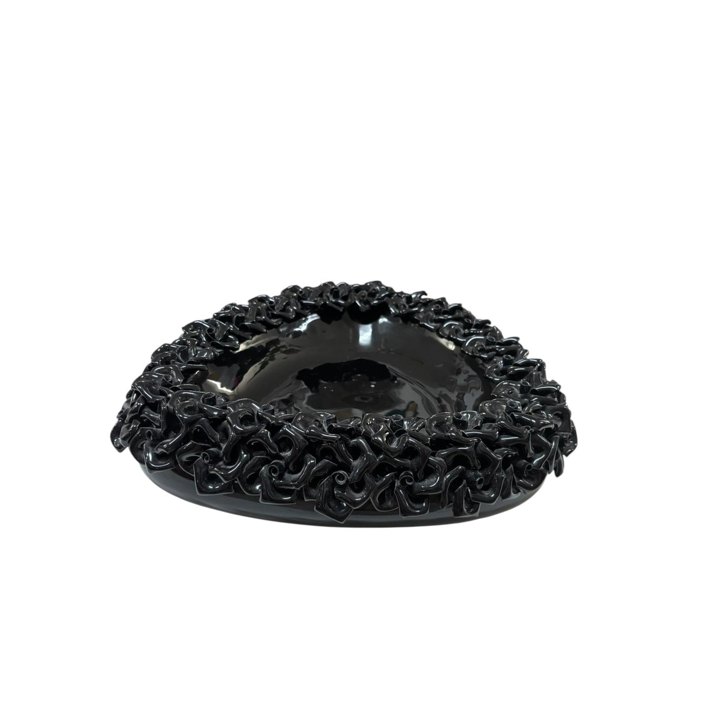 Centrotavola Triangolare in Ceramica Nera con Fiori 3D – Sinum Home