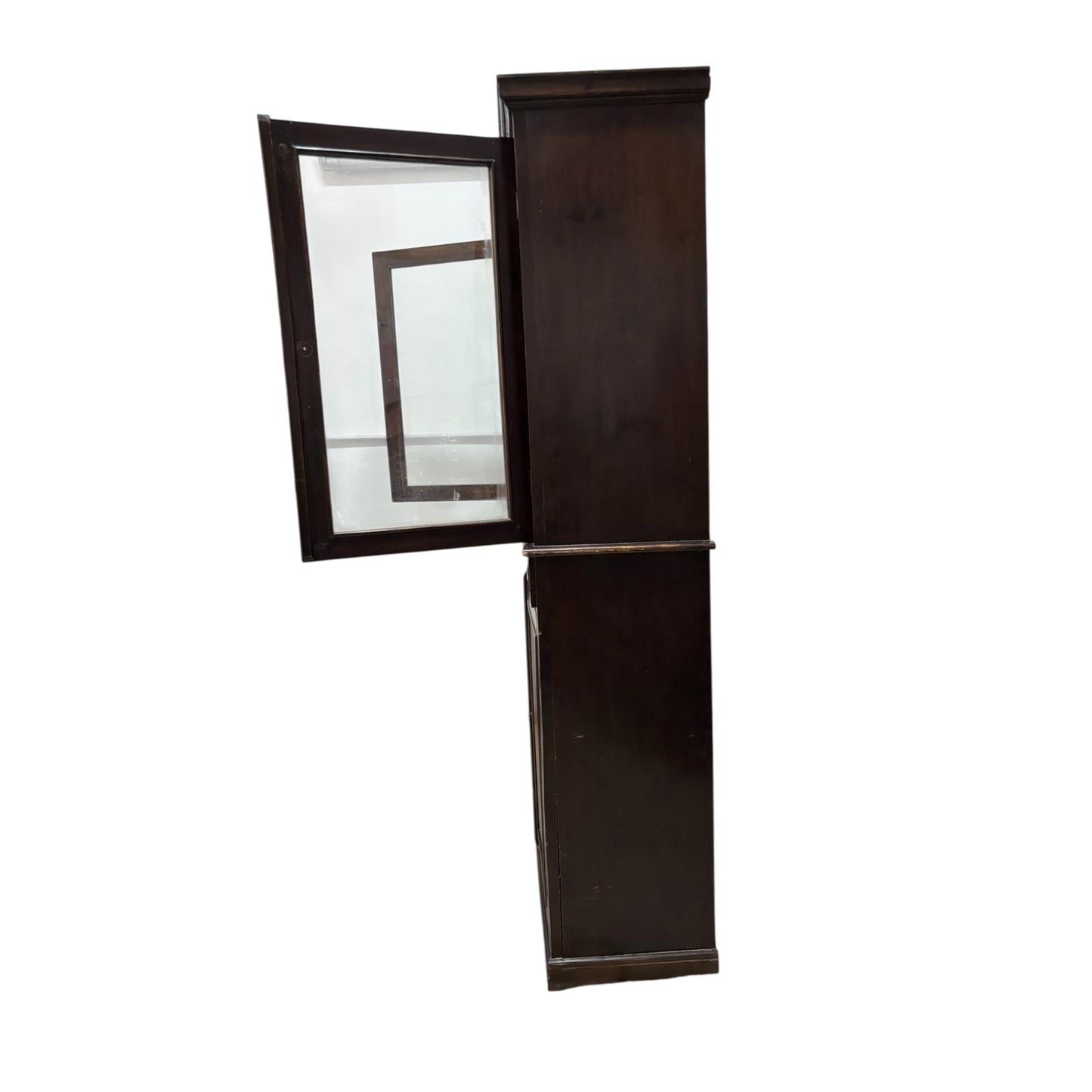 Credenza in Legno Massello di Sheesham con Ante in Vetro 188 h cm– Da Restaurare