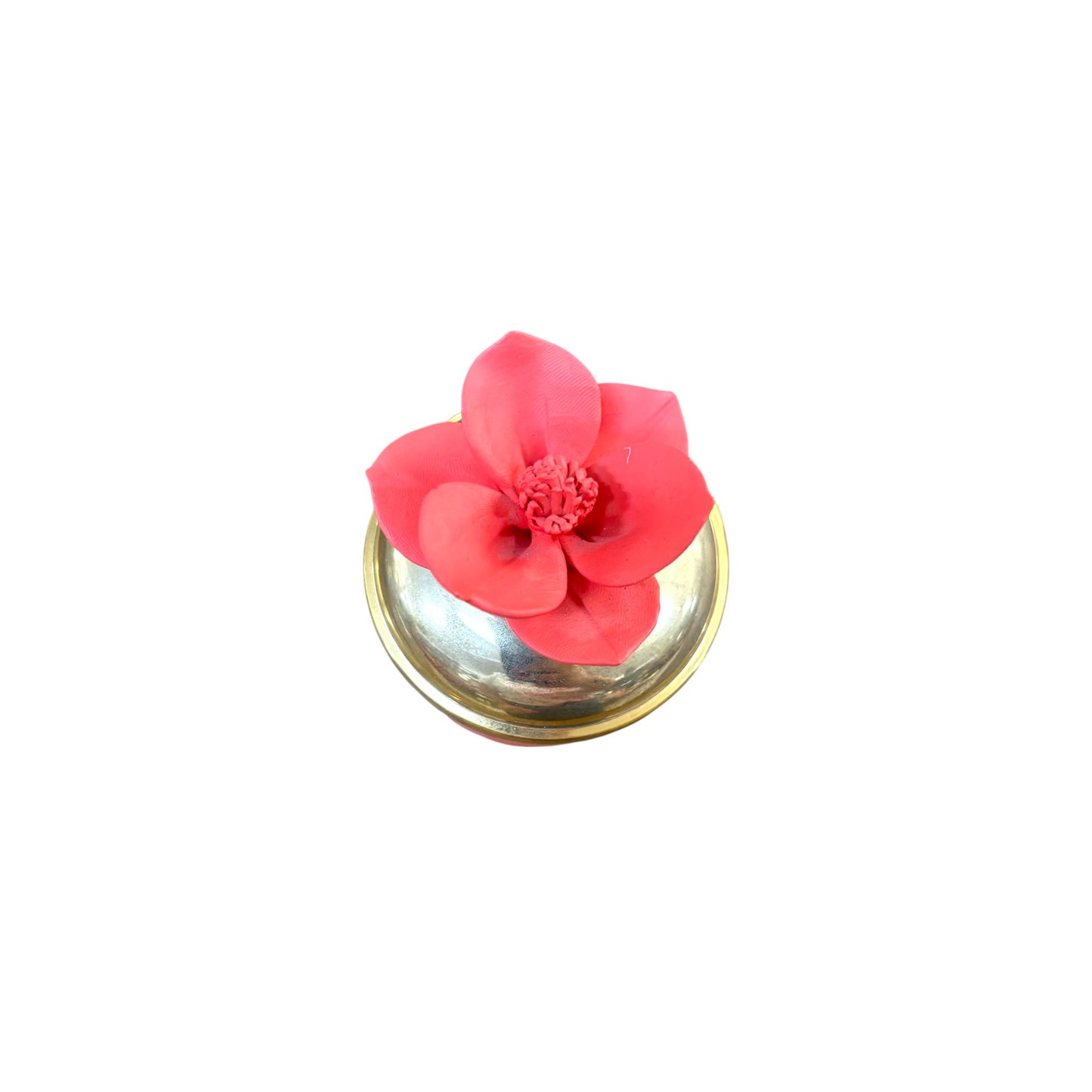 Candela in Vetro Corallo con Coperchio e Fiore 12 h cm – Sekò