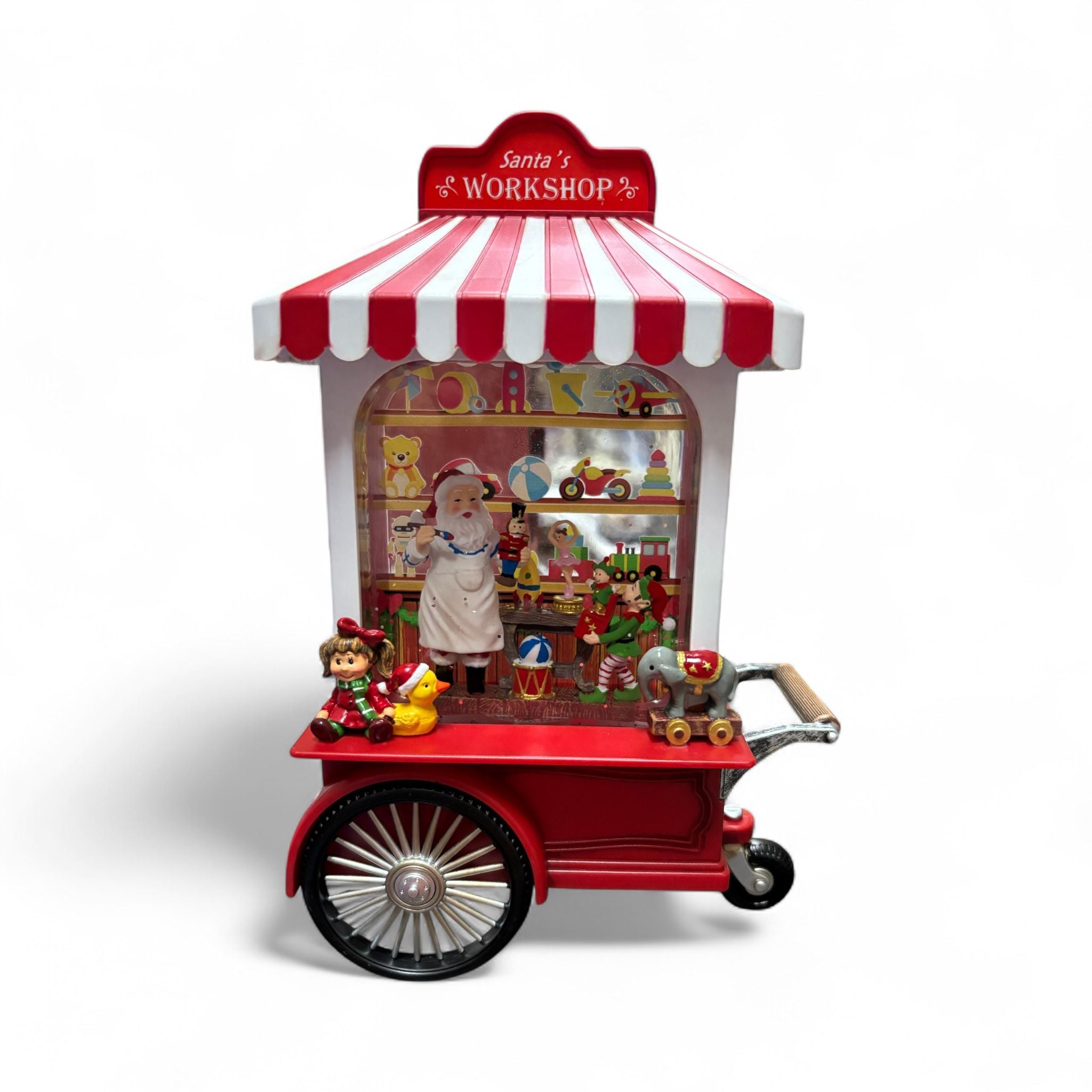 Carillon Natalizio Carretto dei Popcorn con Babbo Natale ed Elfi - Hervit